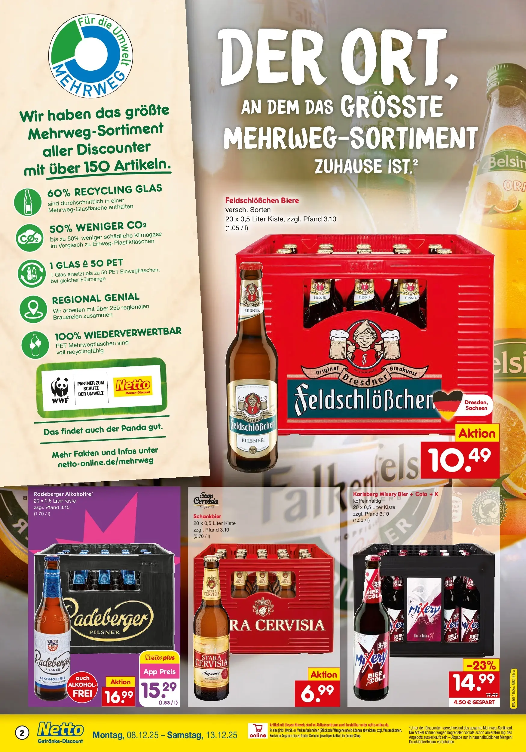 Netto Marken-Discount prospekt Dohna	 (ab 07.12.2025) » Angebote | Seite: 2 | Produkte: Cola, Bier, Mixery