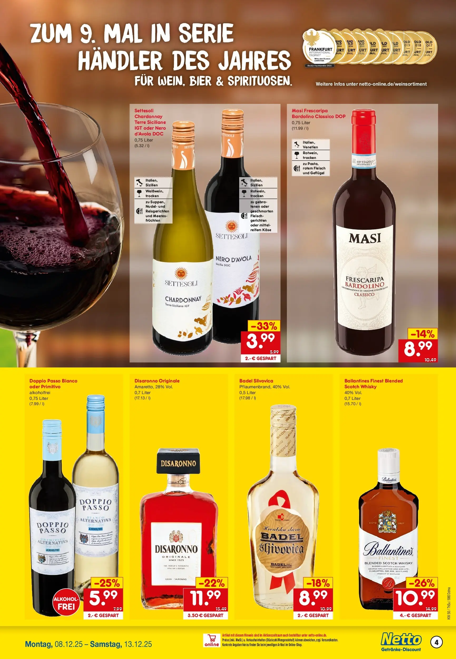 Netto Marken-Discount prospekt Dohna	 (ab 07.12.2025) » Angebote | Seite: 4 | Produkte: Whisky, Käse, Bier, Fleisch