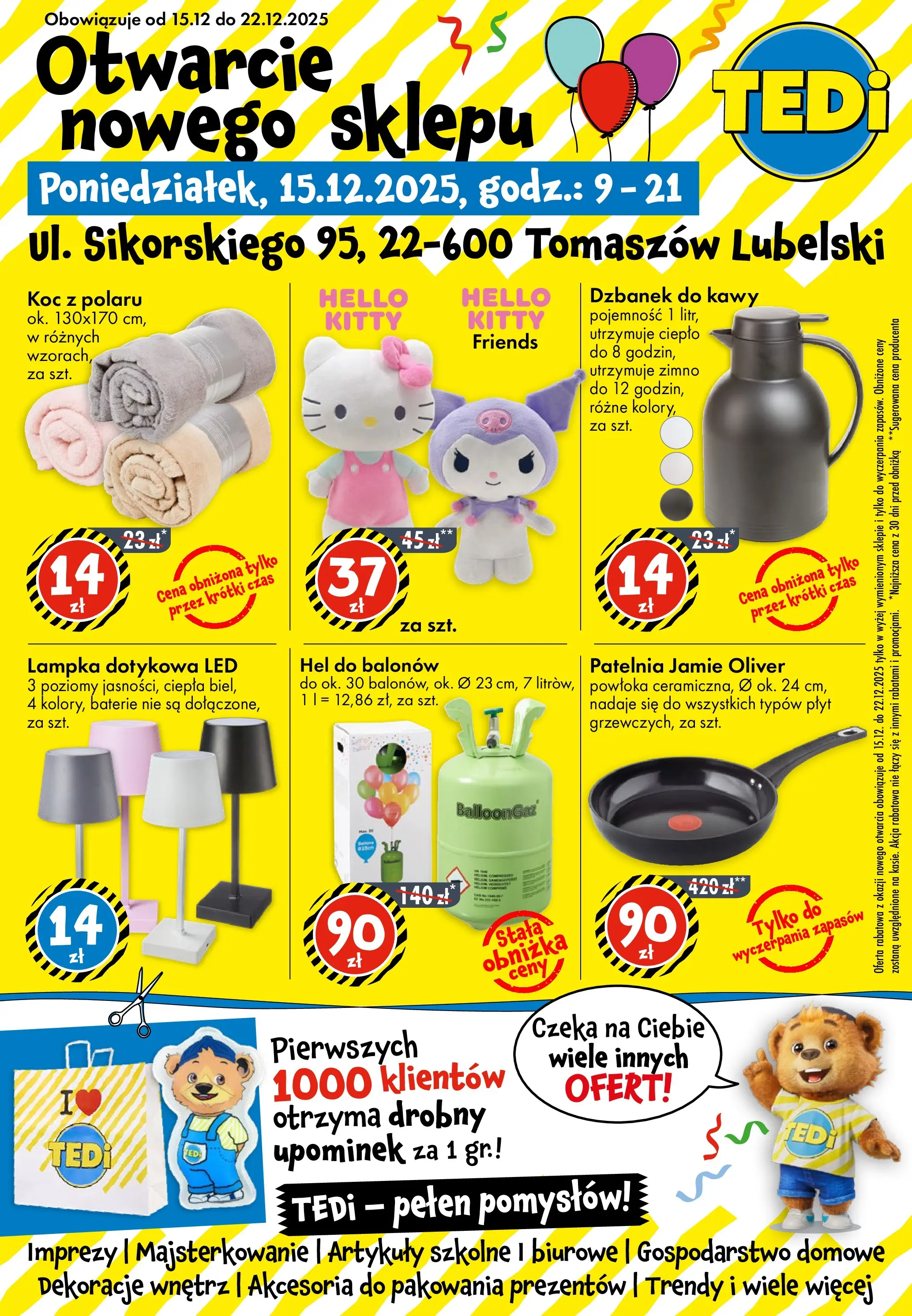 TEDi Gazetka - Tomaszów Lubelski od (15.12.2025 - 22.12.2025) | Strona: 1 | Produkty: Dzbanek, Baterie, Patelnia, Artykuły szkolne