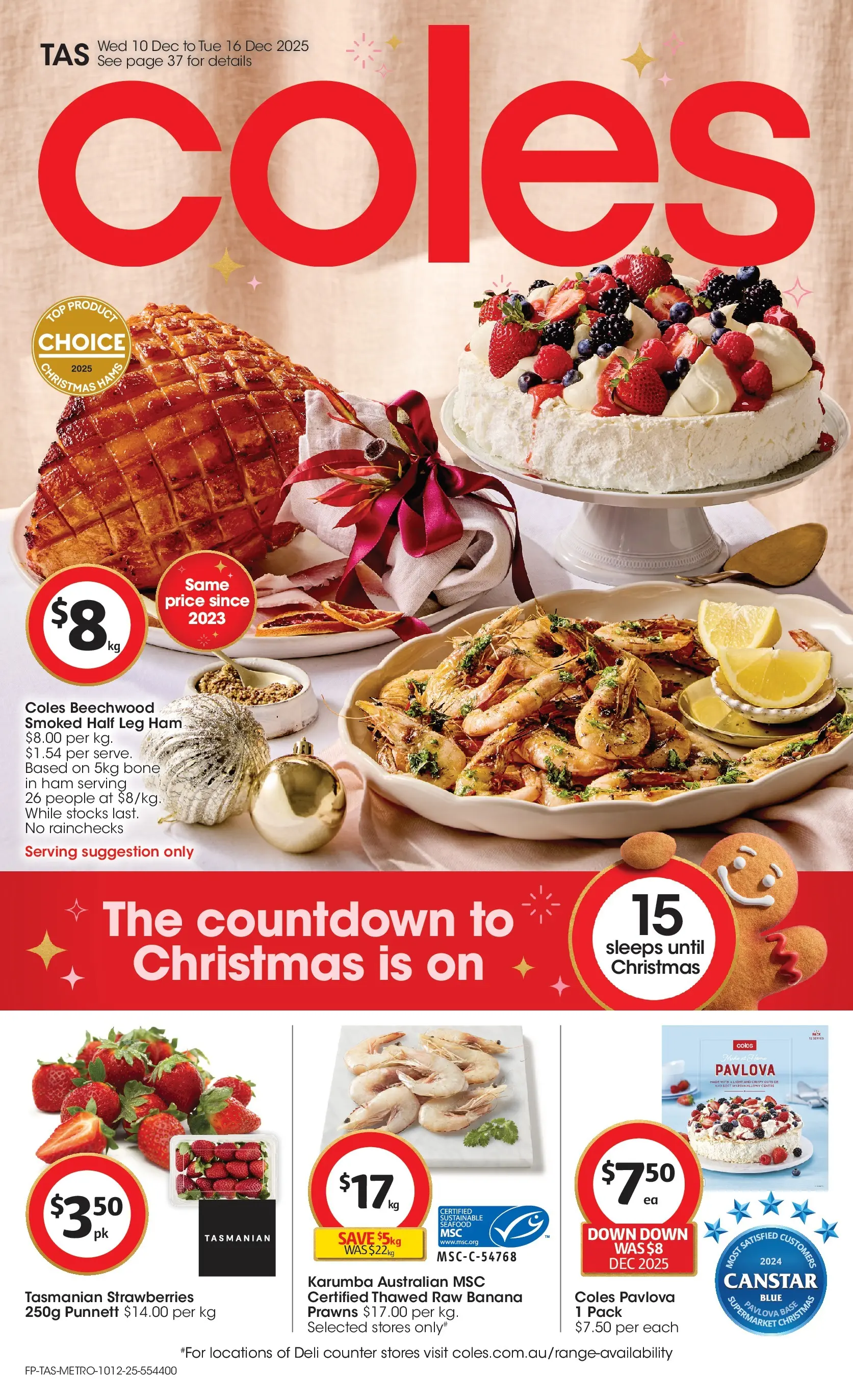 ﻿﻿Coles catalogue valid from 10/12/2025 > Online Australia | Page: 1 | Products: Ham, Strawberries, Sustainable, Pavlova