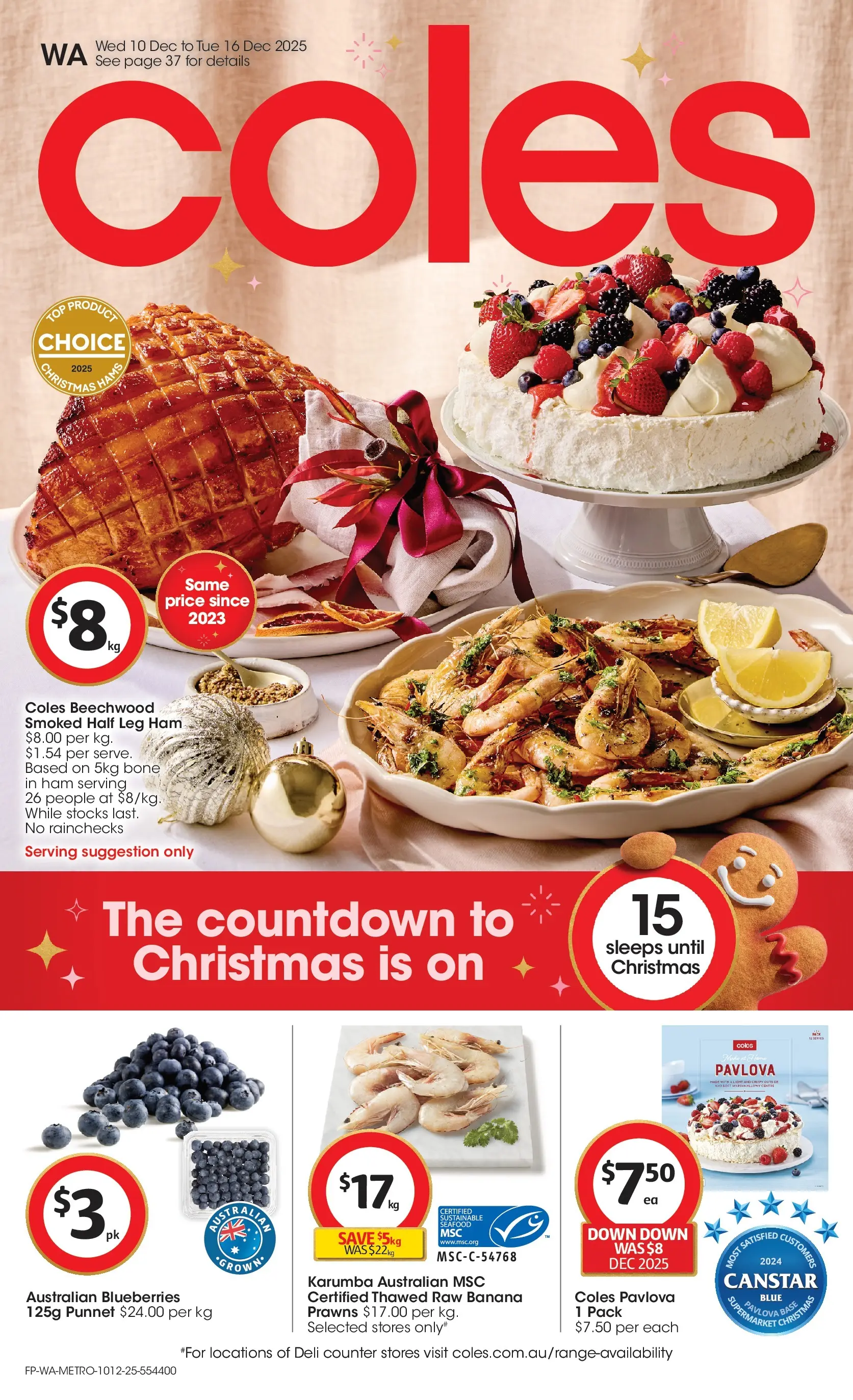 ﻿﻿Coles catalogue valid from 10/12/2025 > Online Australia | Page: 1 | Products: Ham, Prawns, Seafood, Blueberries