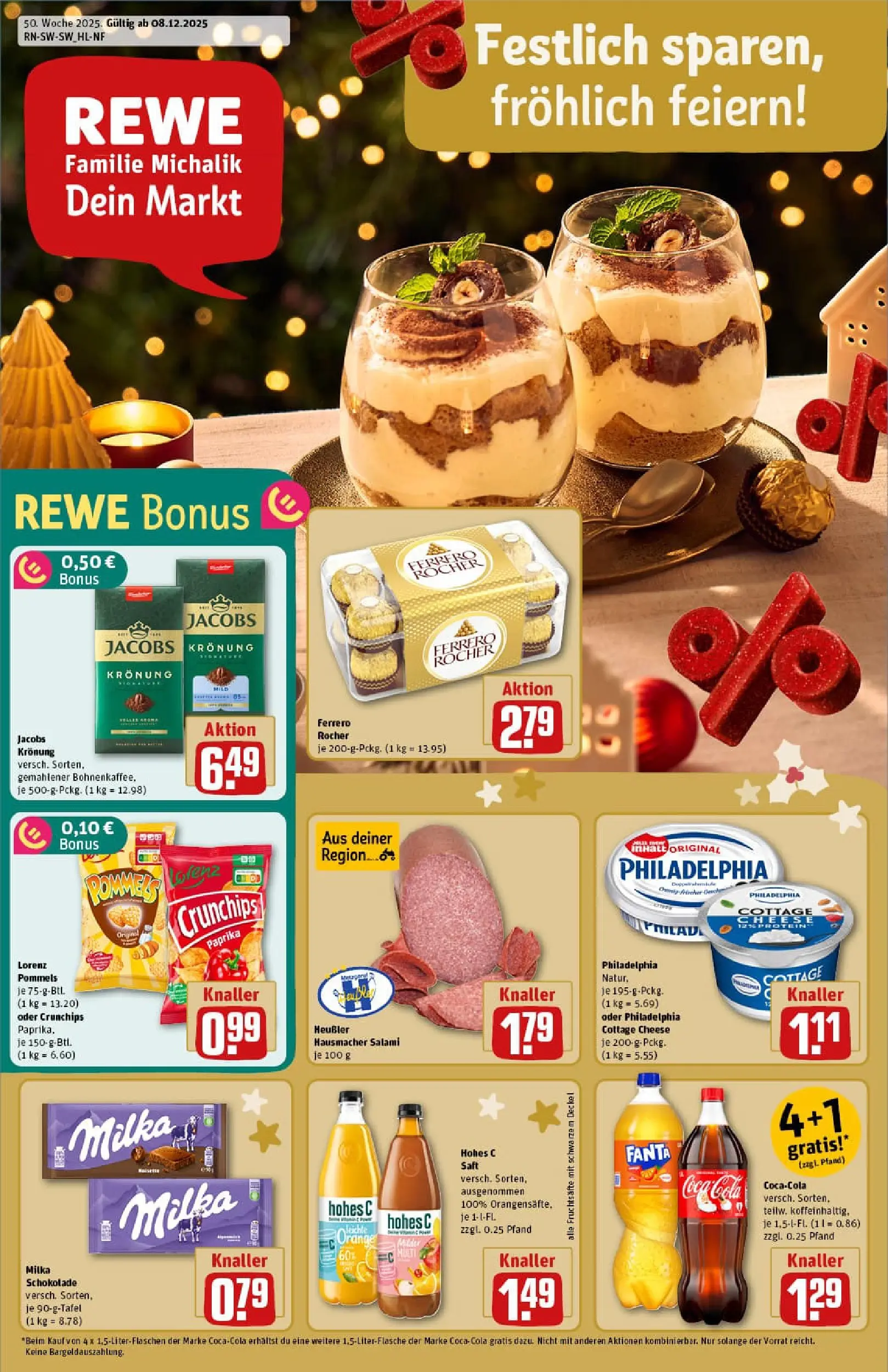 REWE Prospekt ab 07.12.2025 zum Blättern » Angebote | Seite: 1 | Produkte: Fanta, Schokolade, Philadelphia, Salami