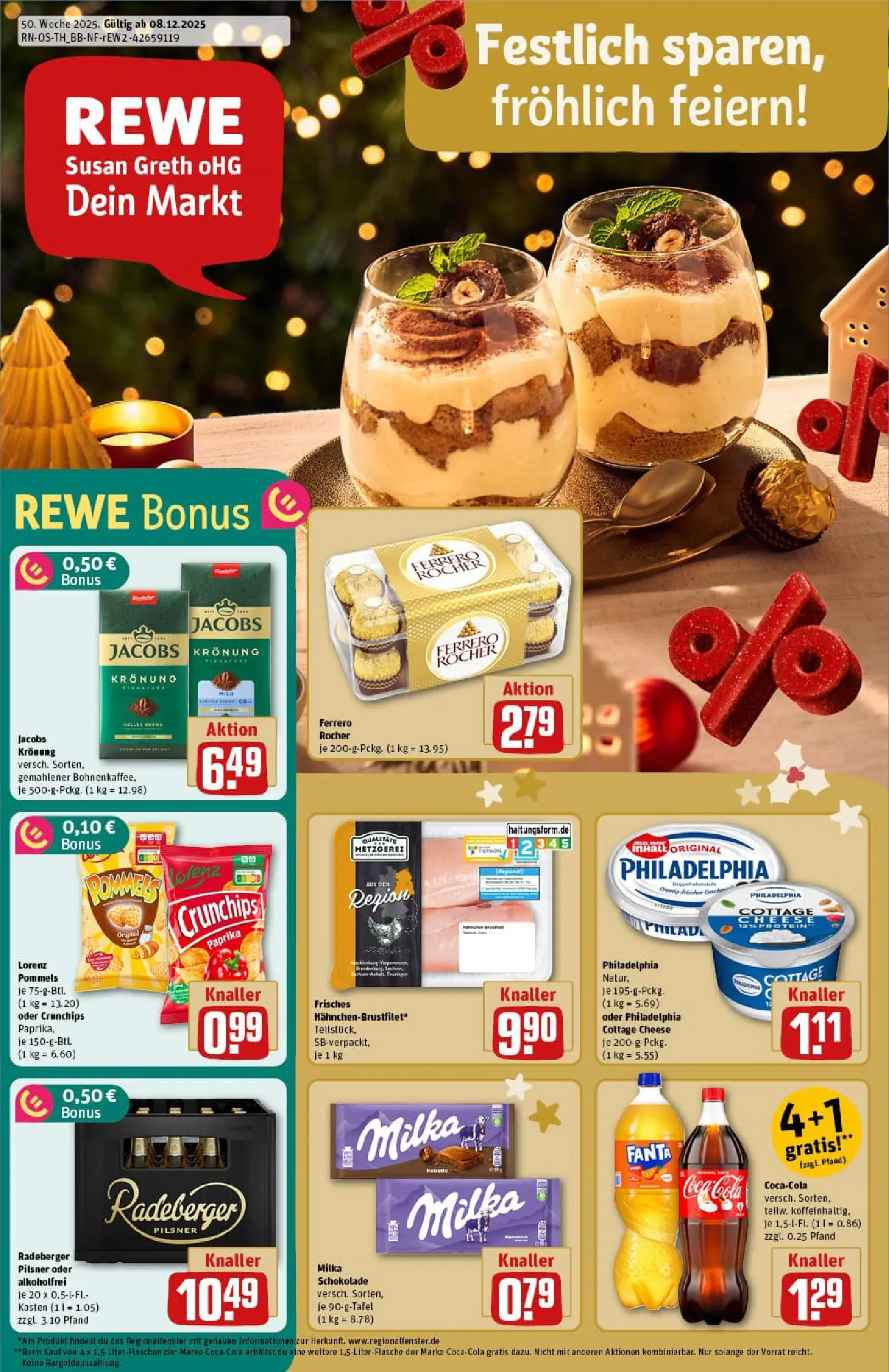REWE Prospekt ab 07.12.2025 zum Blättern » Angebote | Seite: 1 | Produkte: Coca cola, Ferrero rocher, Schokolade, Milka schokolade