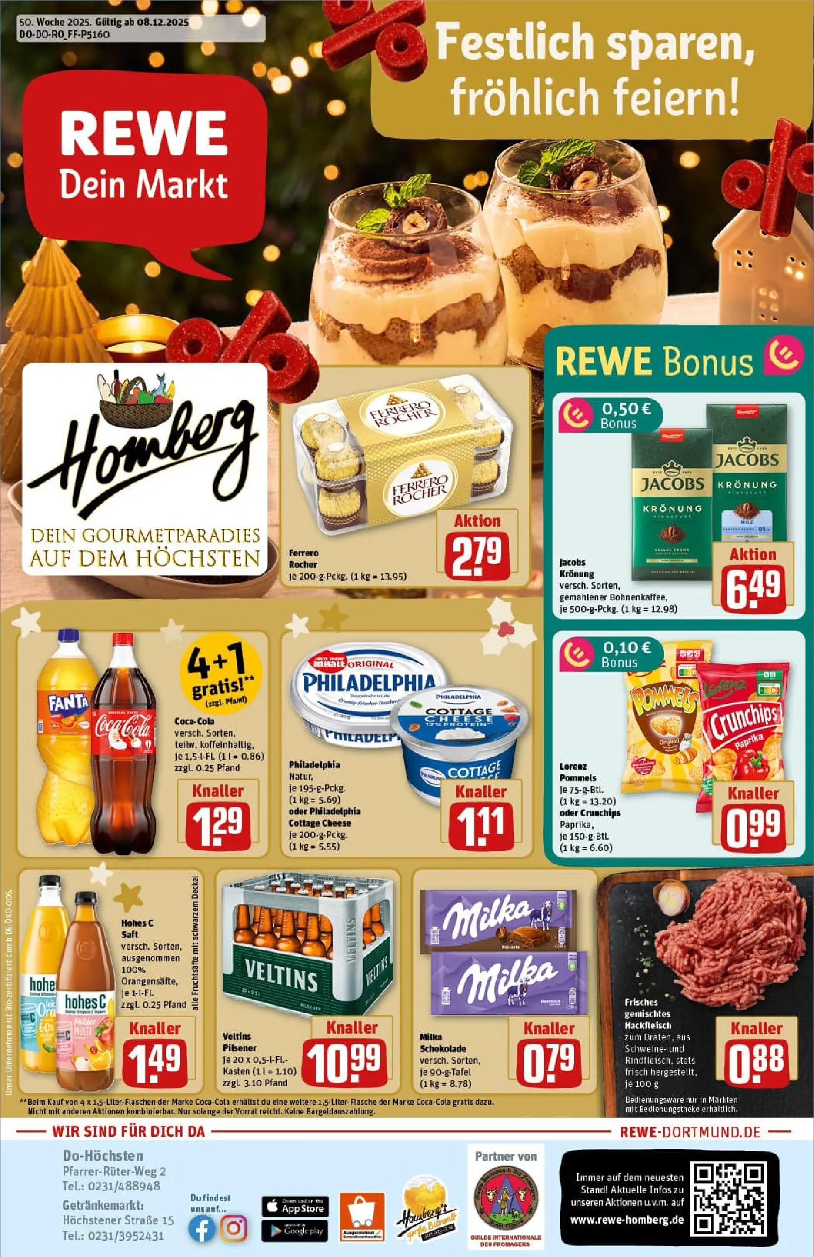 REWE Prospekt ab 07.12.2025 zum Blättern » Angebote | Seite: 1 | Produkte: Schokolade, Milka schokolade, Philadelphia, Veltins