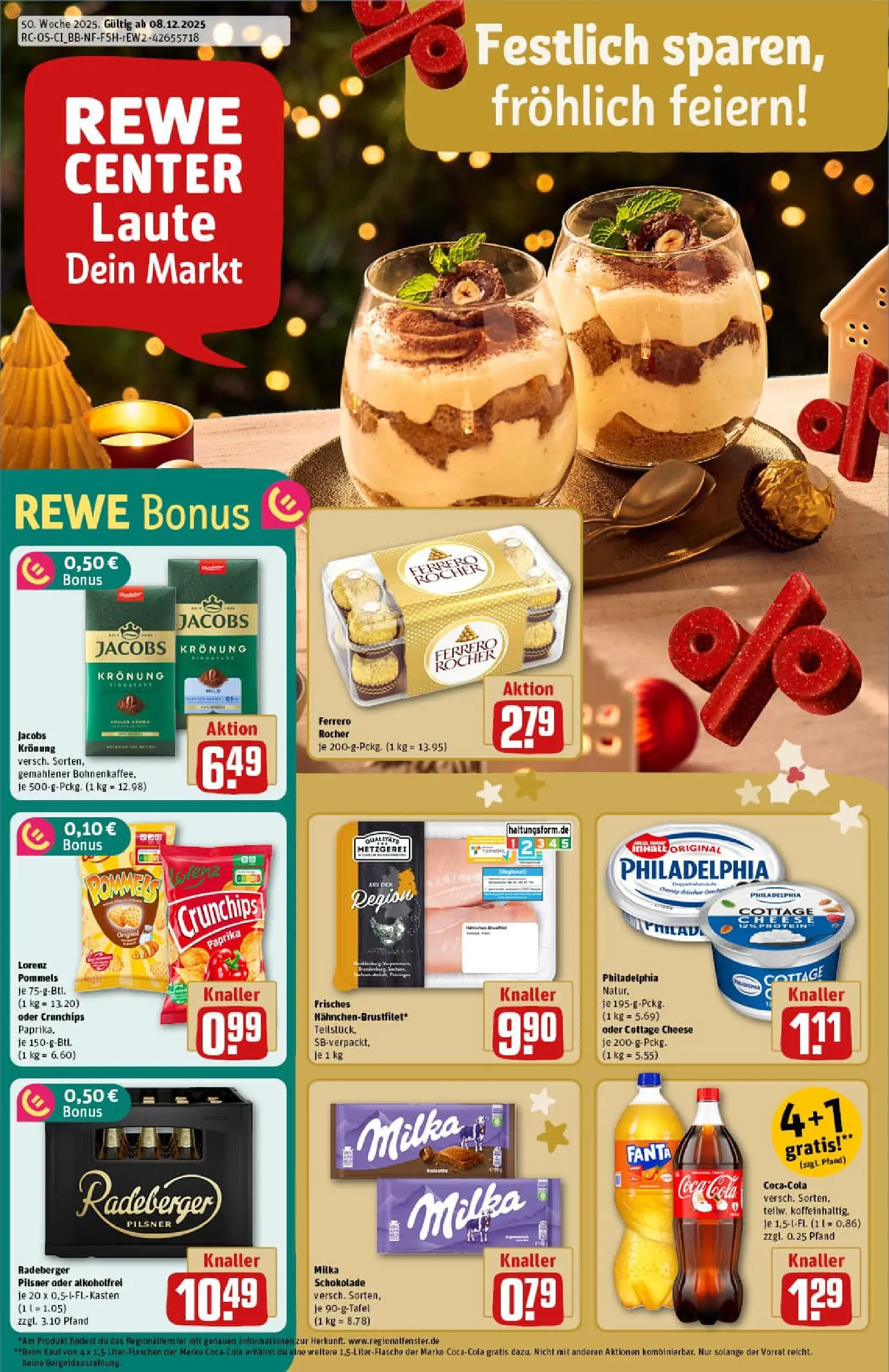 REWE Prospekt ab 07.12.2025 zum Blättern » Angebote | Seite: 1 | Produkte: Coca cola, Fanta, Ferrero rocher, Milka