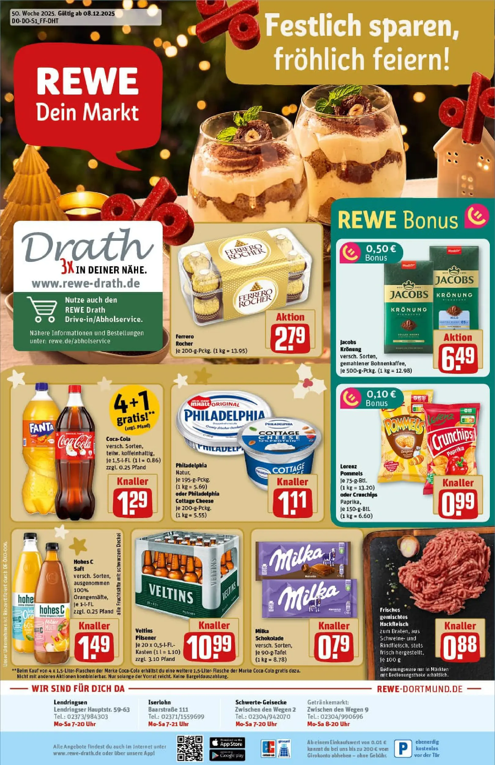 REWE Prospekt ab 07.12.2025 zum Blättern » Angebote | Seite: 1 | Produkte: Milka, Paprika, Saft, Hackfleisch
