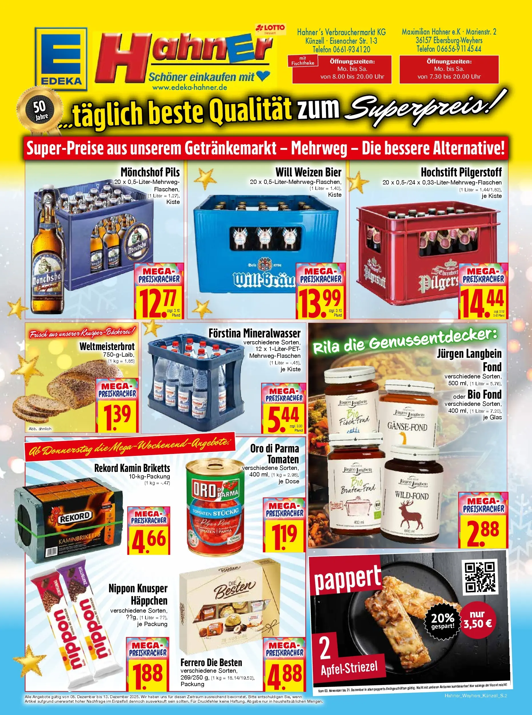 Entdecke - Edeka Hahner: Wochenangebote (ab 07.12.2025) zum Blättern | Seite: 2 | Produkte: Bier, Pils, Fisch, Telefon