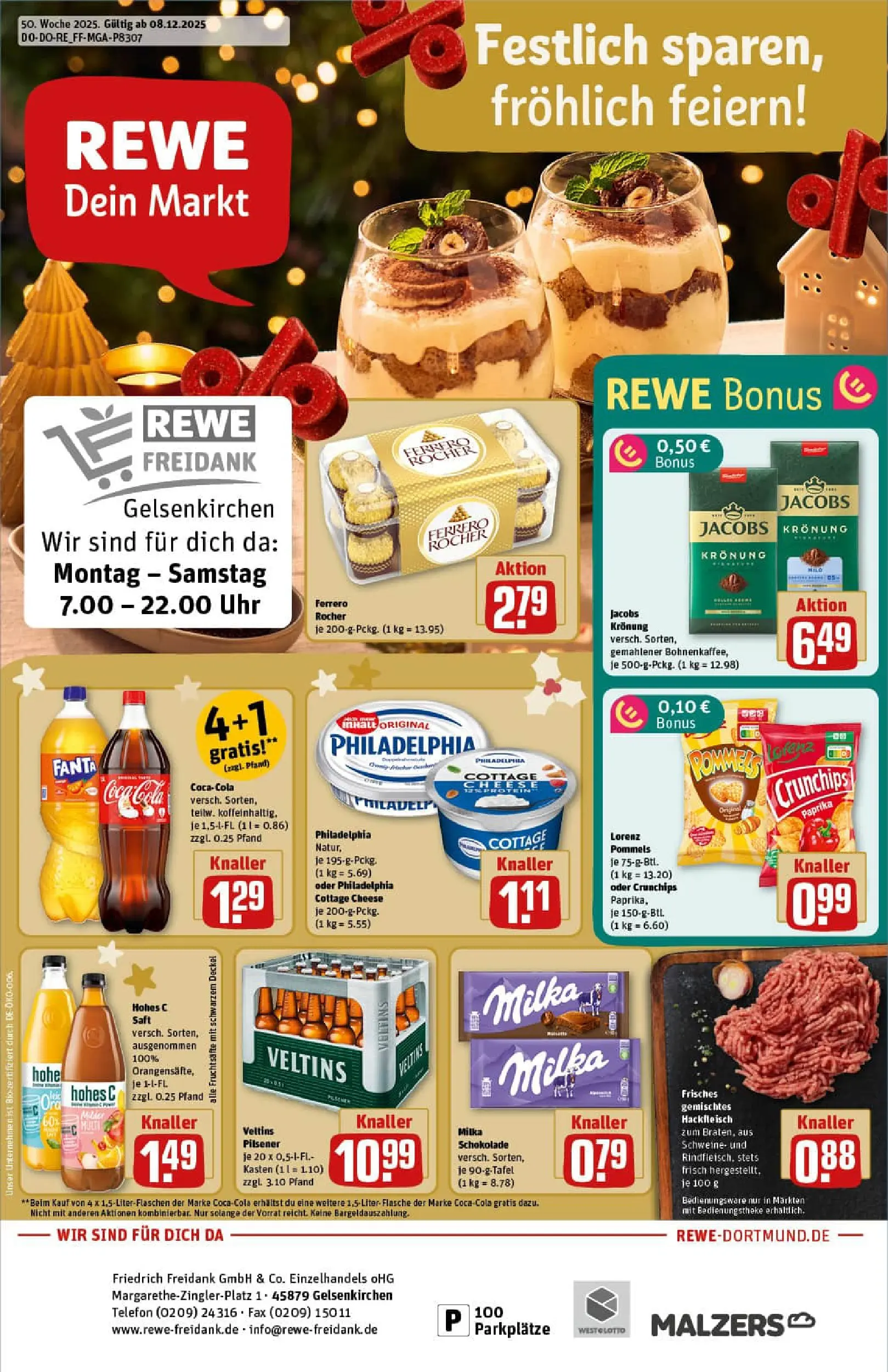 REWE Prospekt ab 07.12.2025 zum Blättern » Angebote | Seite: 1 | Produkte: Milka schokolade, Milka, Chips, Hackfleisch