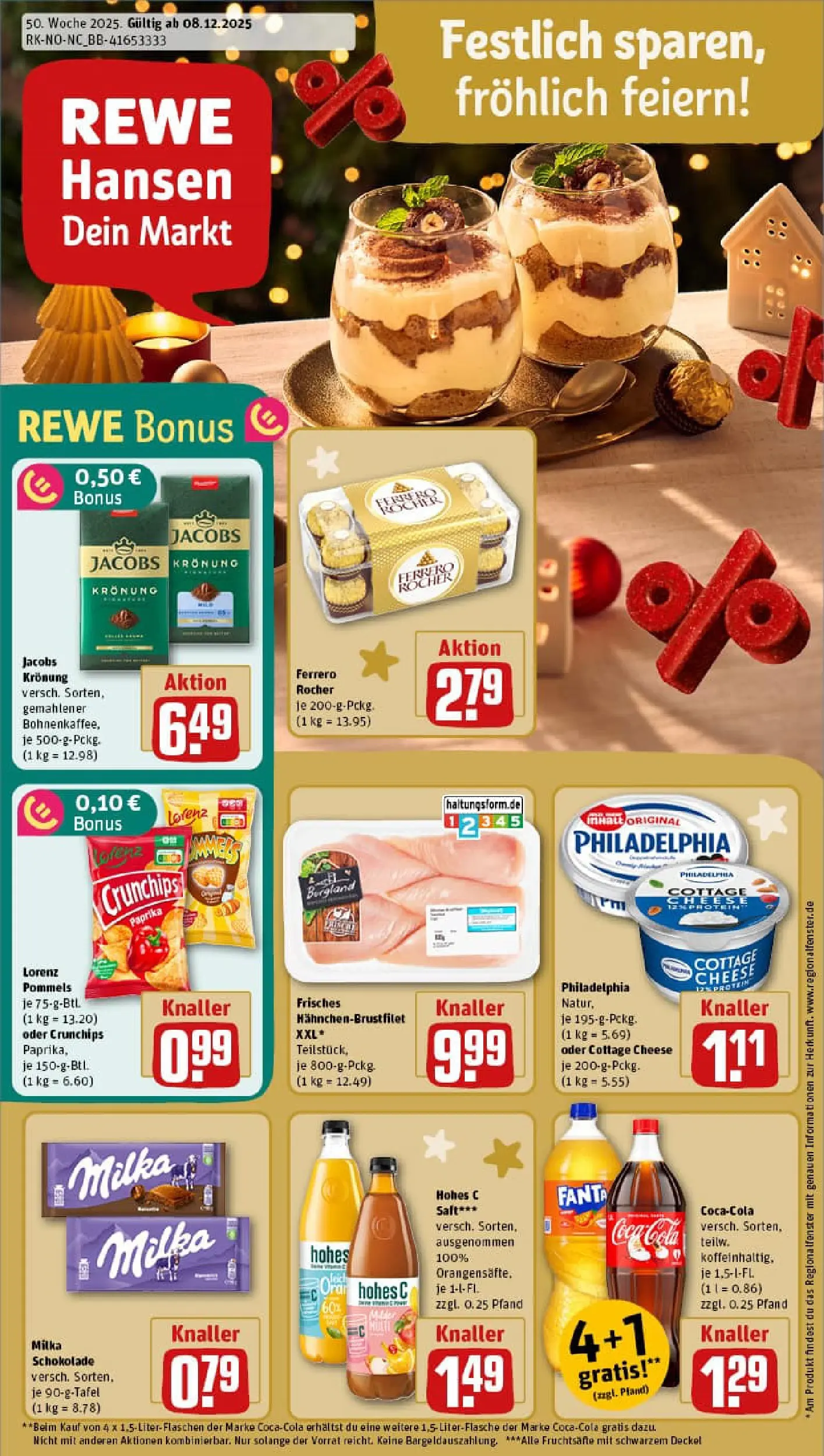 REWE Prospekt ab 07.12.2025 zum Blättern » Angebote | Seite: 1 | Produkte: Fanta, Cola, Philadelphia, Hohes c