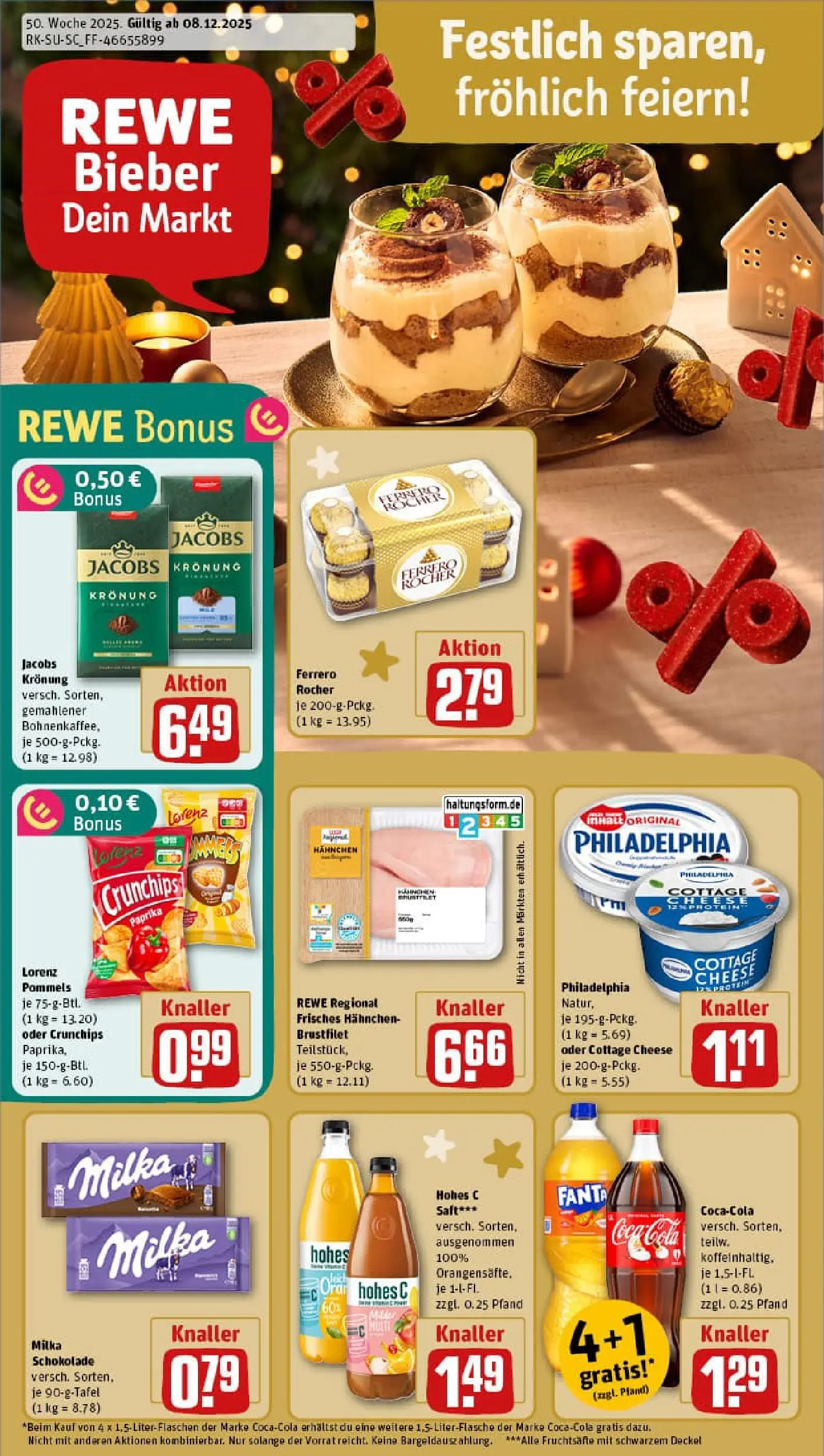 REWE Prospekt ab 07.12.2025 zum Blättern » Angebote | Seite: 1 | Produkte: Schokolade, Milka schokolade, Philadelphia, Chips
