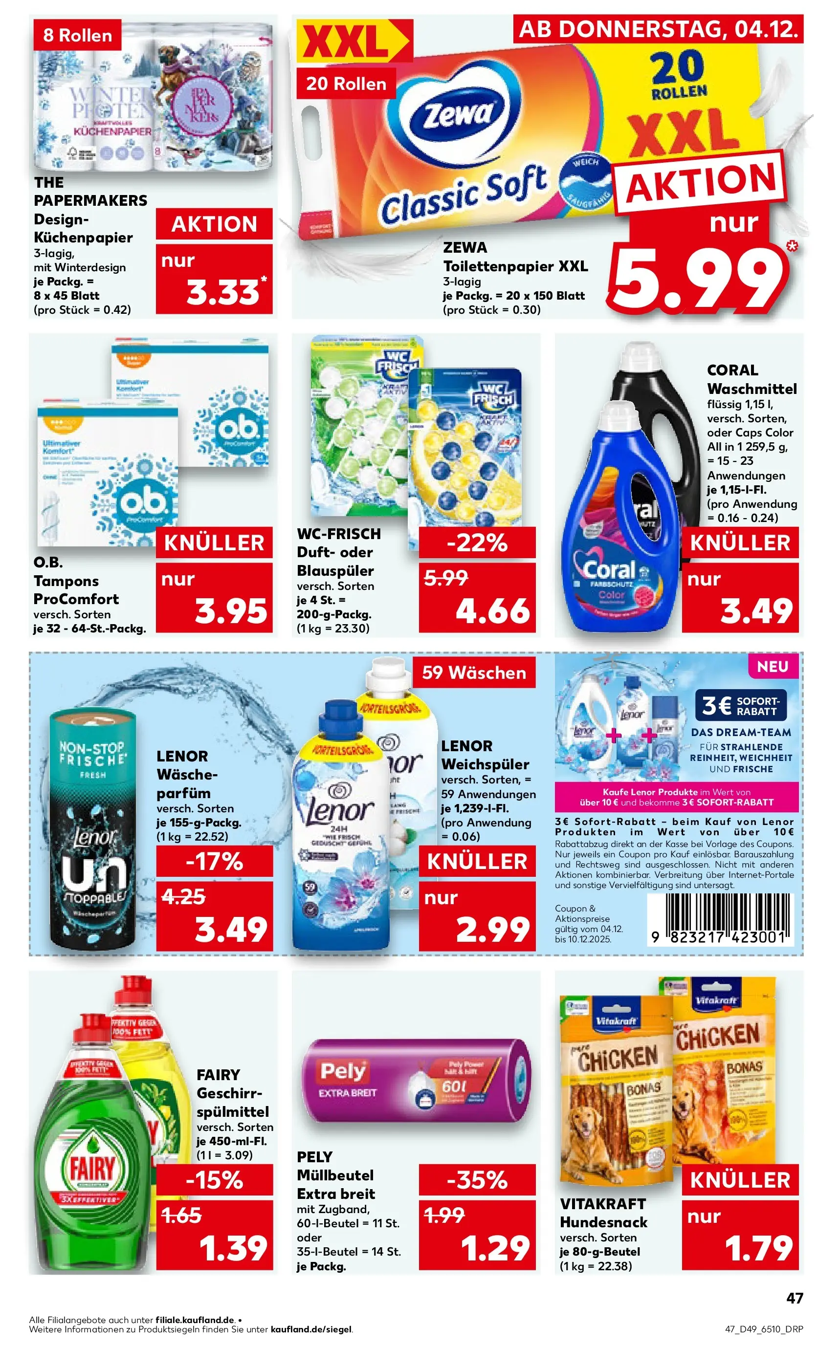 Prospekt Kaufland ab 07.12.2025 » Angebote Online zum Blättern | Seite: 47 | Produkte: Coral waschmittel, Duft, Zewa, Weichspüler