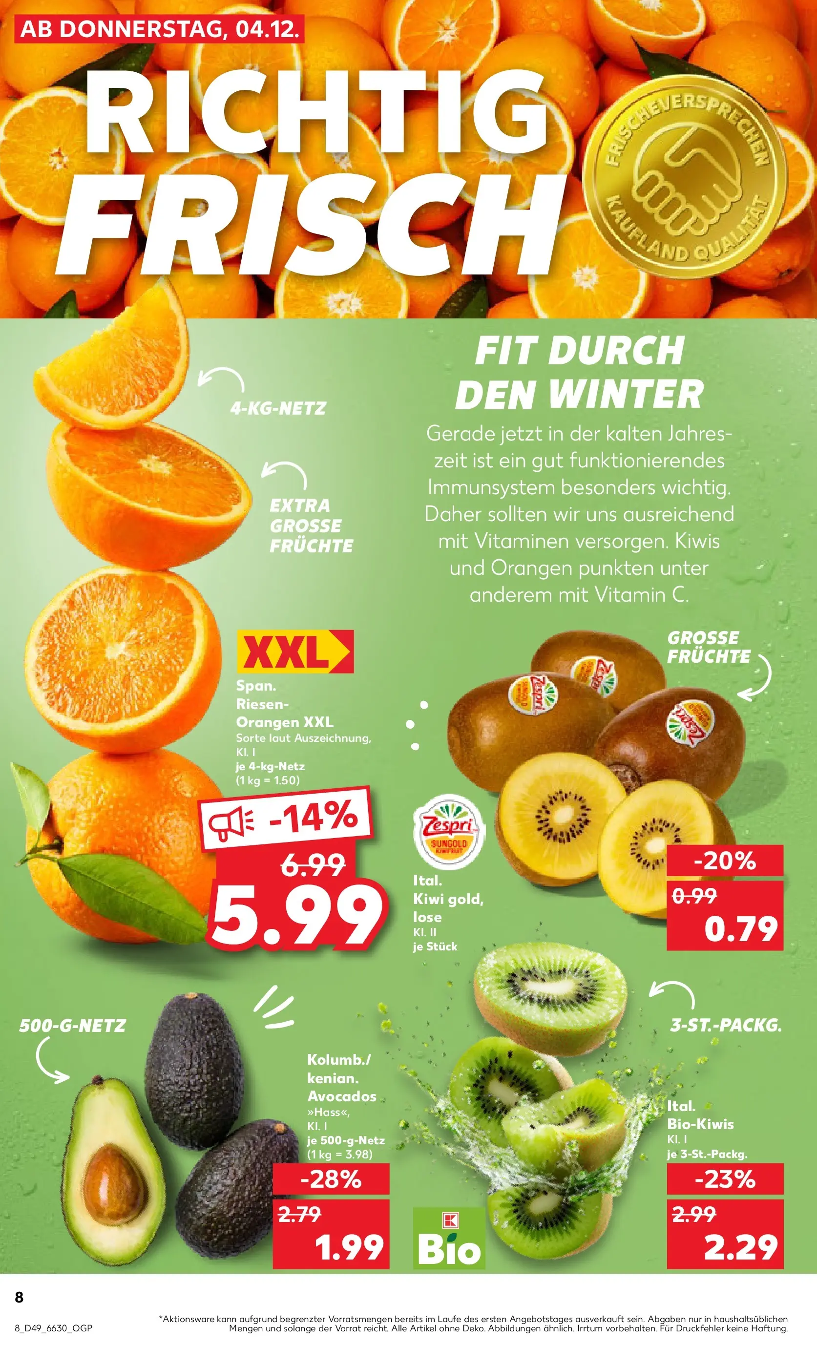 Prospekt Kaufland ab 07.12.2025 » Angebote und Werbung Online | Seite: 8 | Produkte: Orangen, Avocado, Kiwi Prospekt Kaufland ab 07.12.2025 » Angebote Online zum Blättern | Seite: 8 | Produkte: Orangen, Avocado, Kiwi