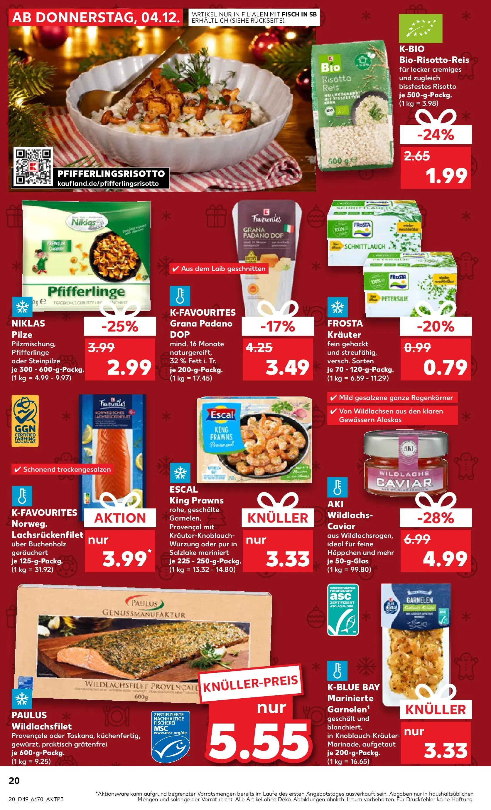 Prospekt Kaufland ab 08.12.2025 » Angebote Online zum Blättern | Seite: 20 | Produkte: Garnelen, Frosta, Fisch, Reis