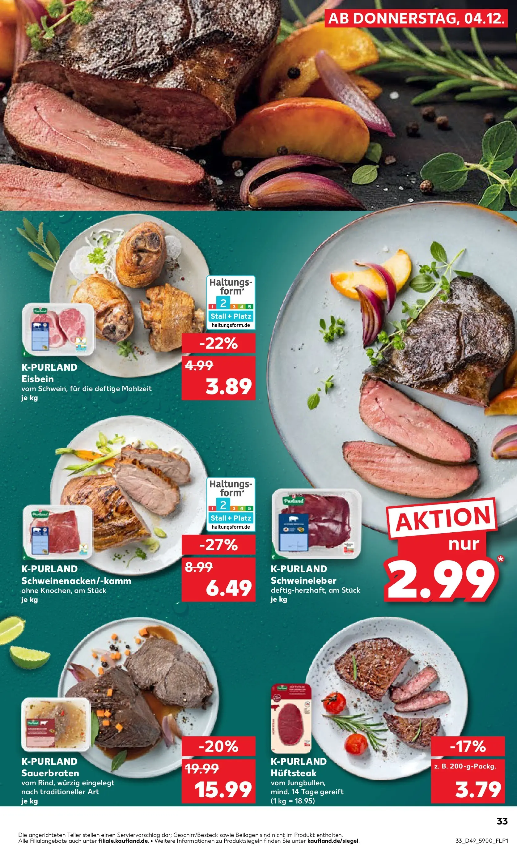 Prospekt Kaufland ab 08.12.2025 » Angebote und Werbung Online | Seite: 33 | Produkte: Steak Prospekt Kaufland ab 08.12.2025 » Angebote Online zum Blättern | Seite: 33 | Produkte: Steak