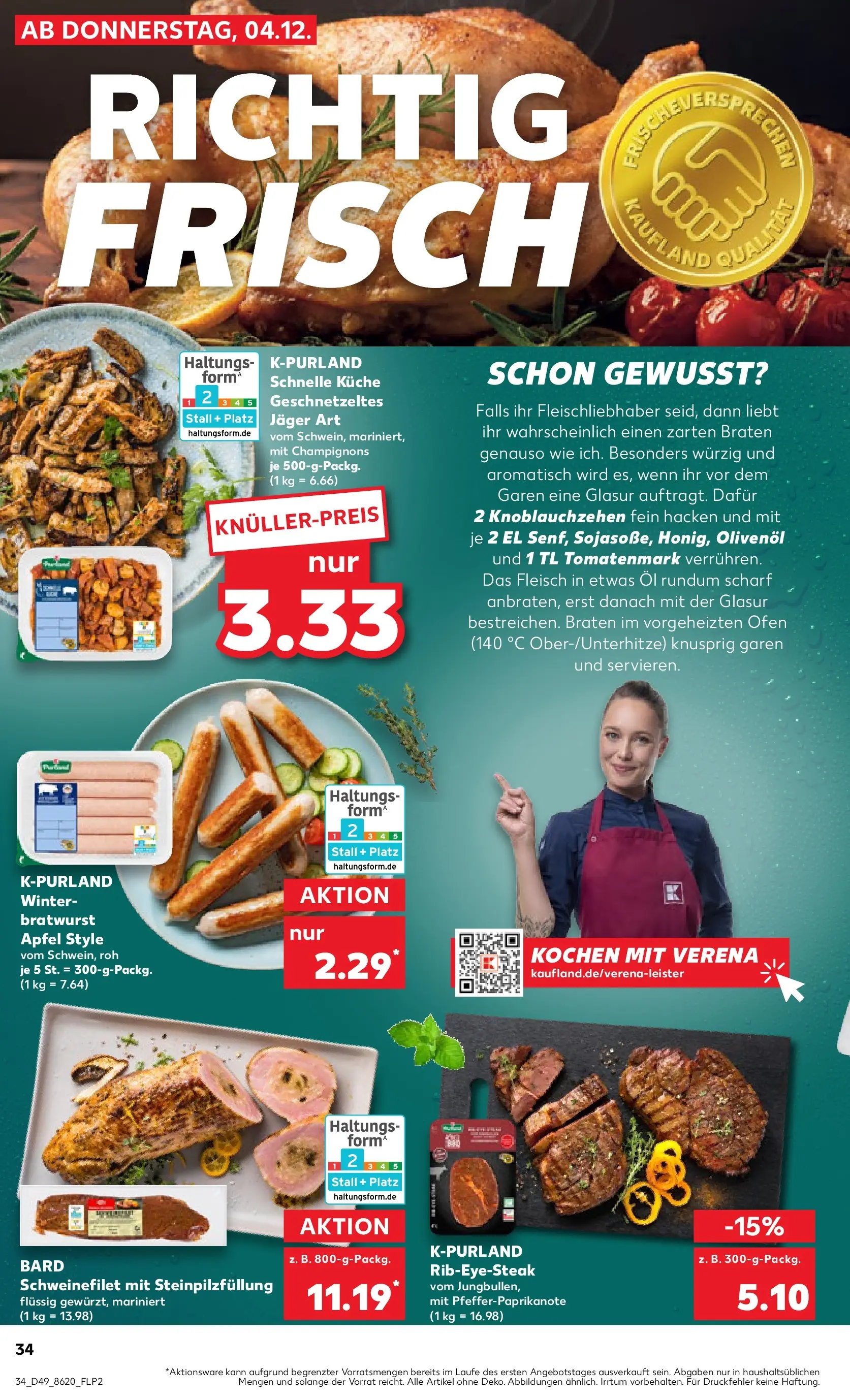 Prospekt Kaufland ab 08.12.2025 » Angebote Online zum Blättern | Seite: 34 | Produkte: Ofen, Olivenol, Bratwurst, Schweinefilet