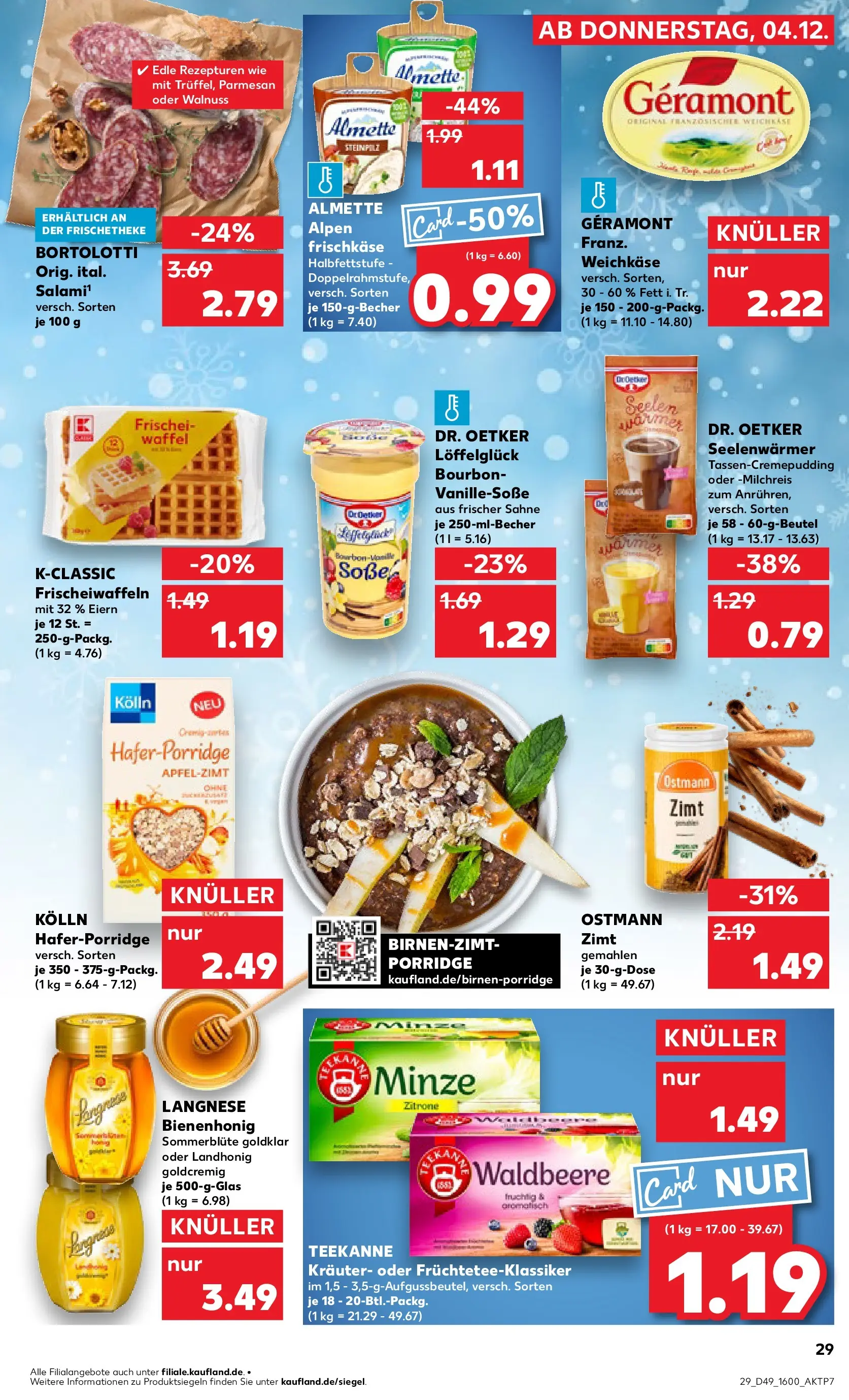 Prospekt Kaufland ab 08.12.2025 » Angebote und Werbung Online | Seite: 29 | Produkte: Almette, Langnese, Kolln, Salami Prospekt Kaufland ab 08.12.2025 » Angebote Online zum Blättern | Seite: 29 | Produkte: Almette, Langnese, Kolln, Salami