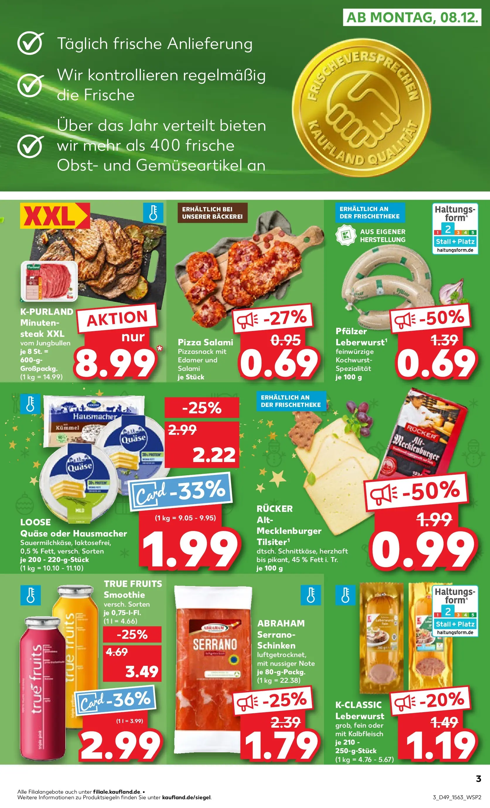 Prospekt Kaufland ab 07.12.2025 » Angebote und Werbung Online | Seite: 3 | Produkte: Edamer, Salami, Serrano schinken, Steak Prospekt Kaufland ab 07.12.2025 » Angebote Online zum Blättern | Seite: 3 | Produkte: Edamer, Salami, Serrano schinken, Steak