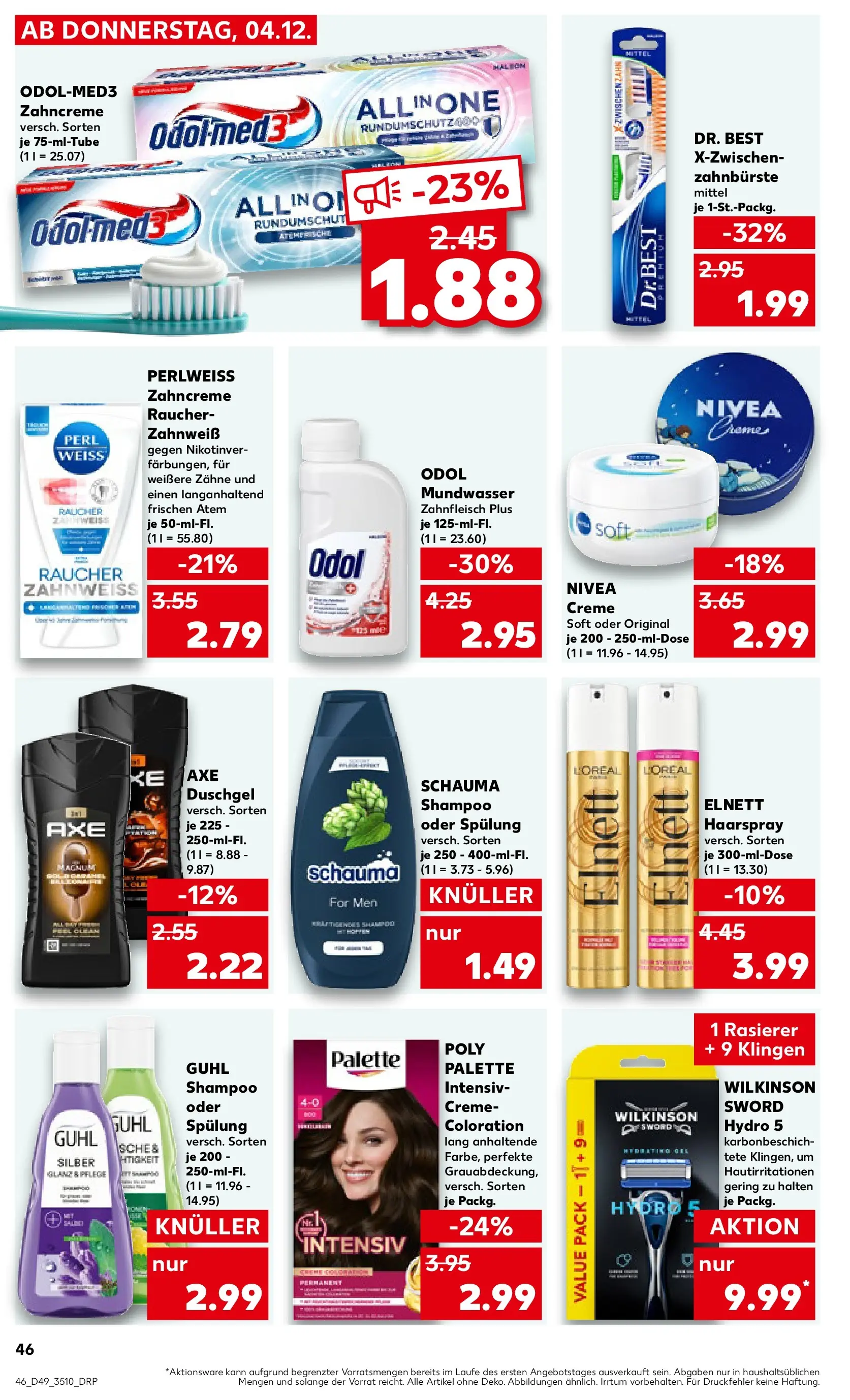 Prospekt Kaufland ab 08.12.2025 » Angebote und Werbung Online | Seite: 46 | Produkte: Duschgel, Zahnbürste, Mundwasser, Shower Gel Prospekt Kaufland ab 08.12.2025 » Angebote Online zum Blättern | Seite: 46 | Produkte: Duschgel, Zahnbürste, Mundwasser, Shower Gel