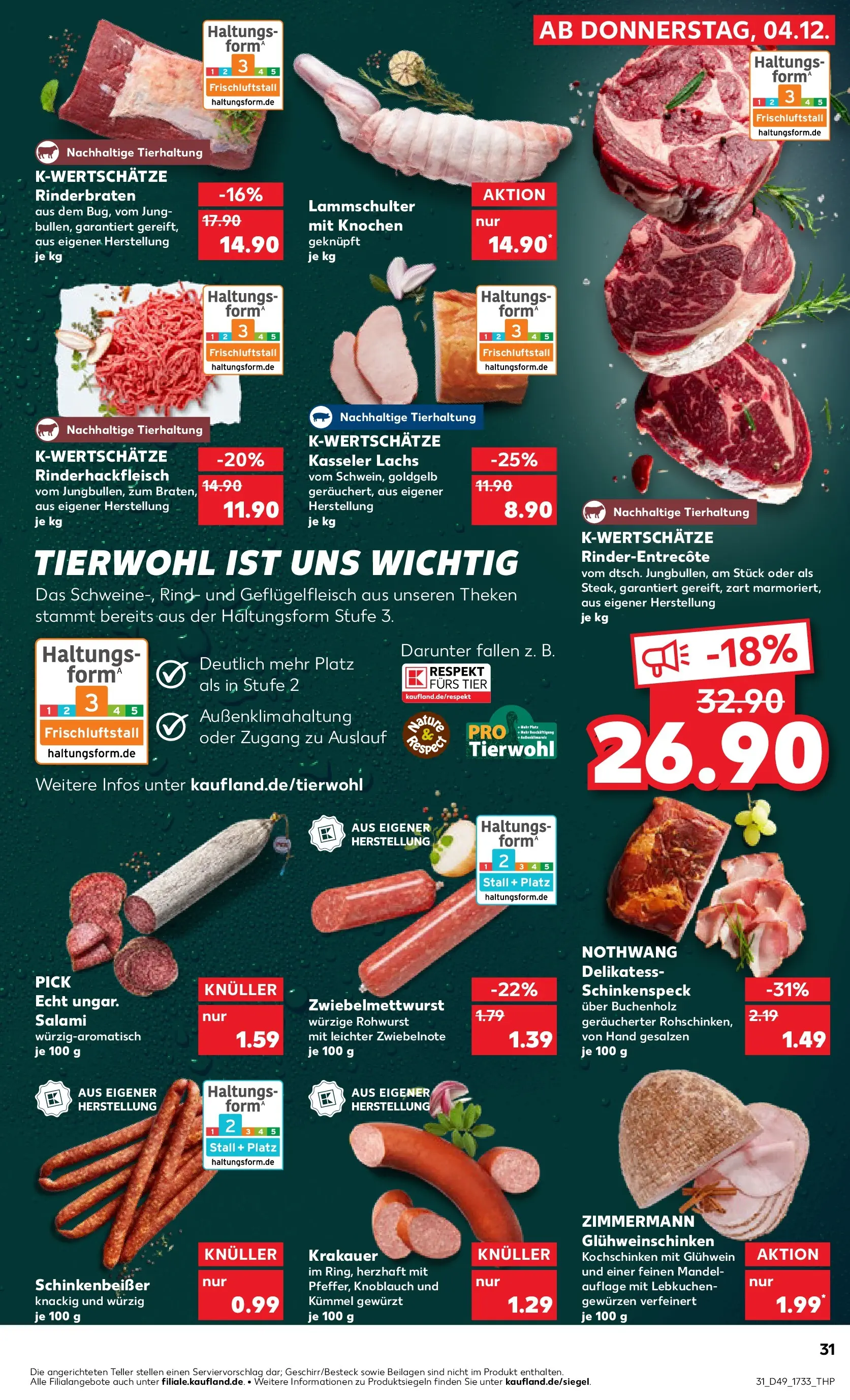 Prospekt Kaufland ab 07.12.2025 » Angebote Online zum Blättern | Seite: 31 | Produkte: Rinderbraten, Lachs, Knoblauch, Salami