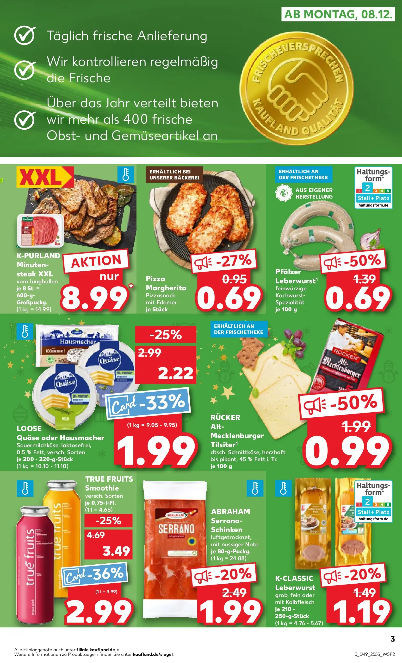 Prospekt Kaufland ab 07.12.2025 » Angebote Online zum Blättern | Seite: 3 | Produkte: Obst, Serrano schinken, Schinken, Steak