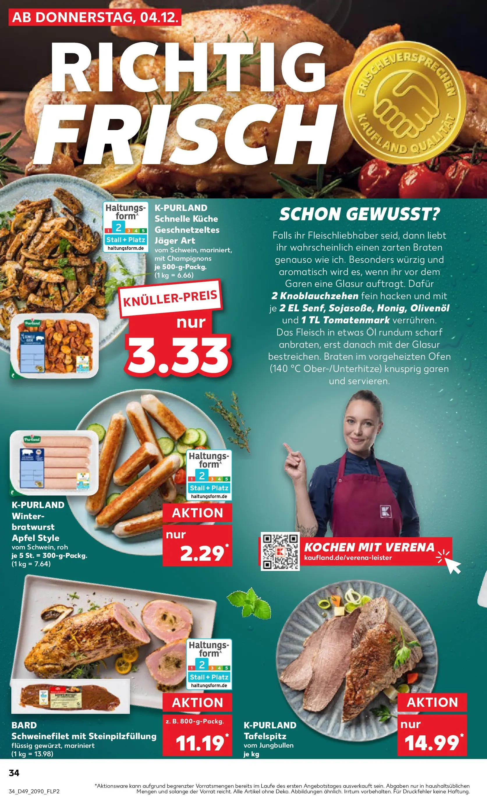 Prospekt Kaufland ab 08.12.2025 » Angebote Online zum Blättern | Seite: 34 | Produkte: Tafelspitz, Küche, Äpfel, Champignons