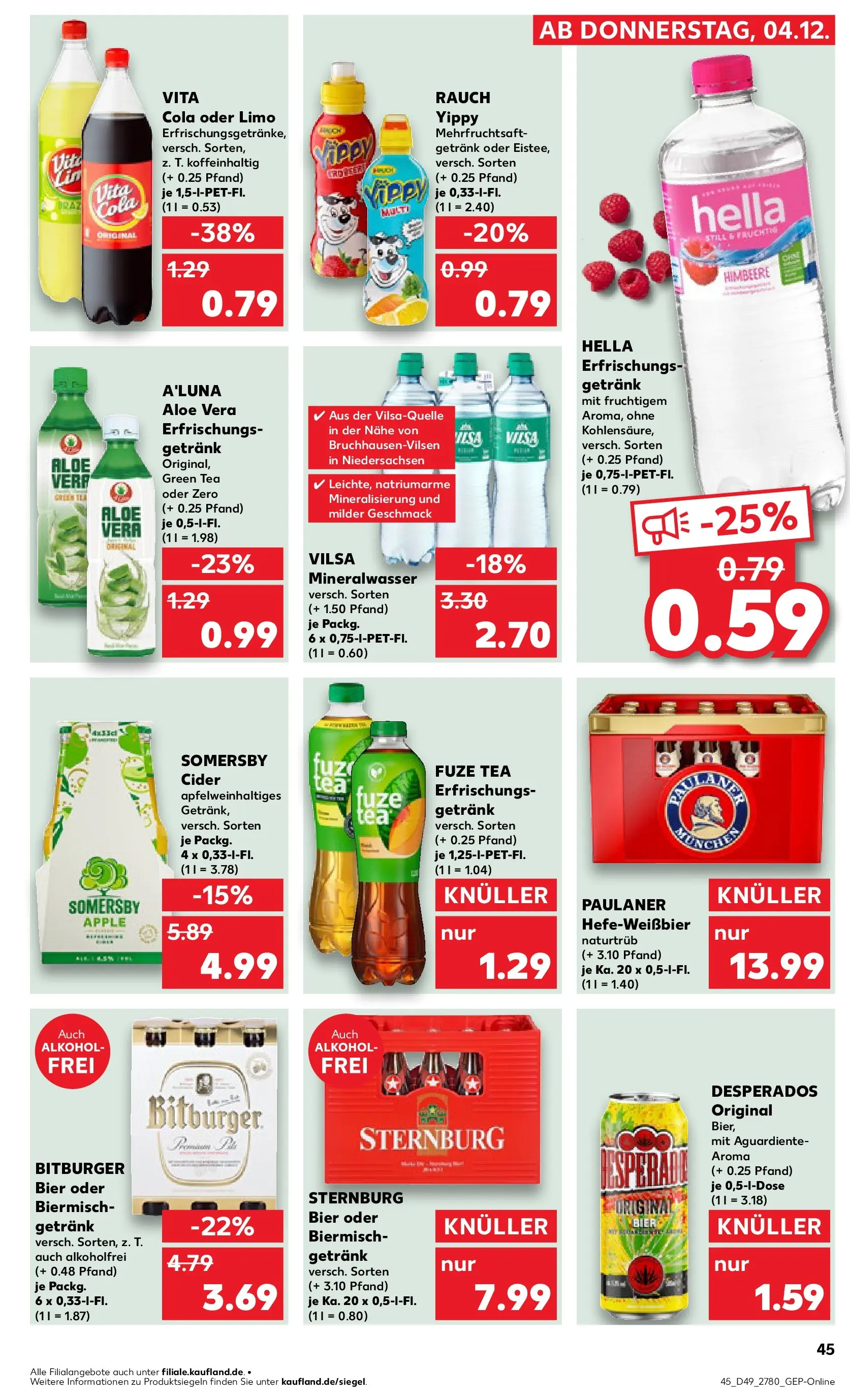 Prospekt Kaufland ab 08.12.2025 » Angebote Online zum Blättern | Seite: 45 | Produkte: Apple, Desperados, Himbeere, Paulaner