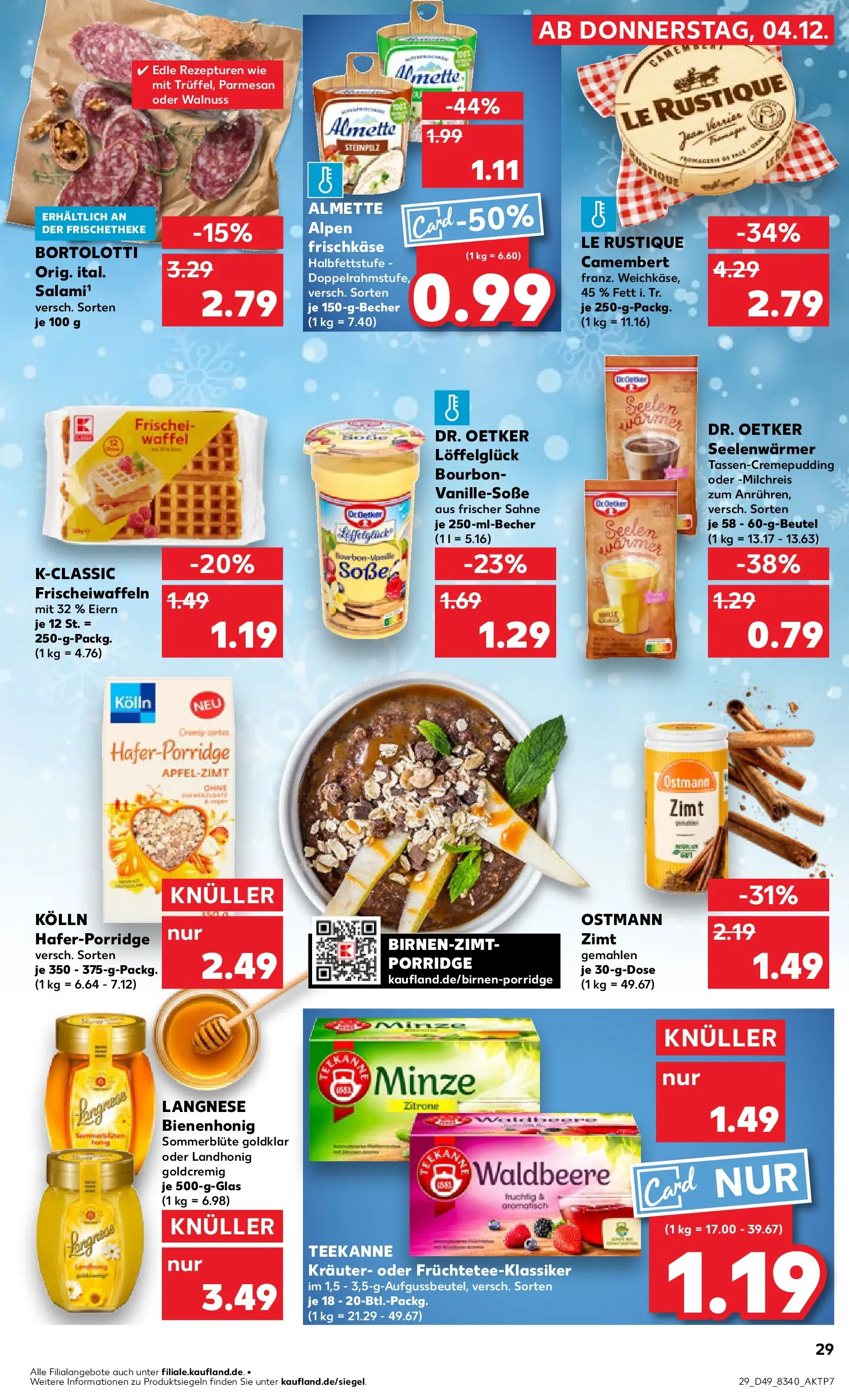 Prospekt Kaufland ab 08.12.2025 » Angebote und Werbung Online | Seite: 29 | Produkte: Almette, Kolln, Teekanne, Salami Prospekt Kaufland ab 08.12.2025 » Angebote Online zum Blättern | Seite: 29 | Produkte: Almette, Kolln, Teekanne, Salami