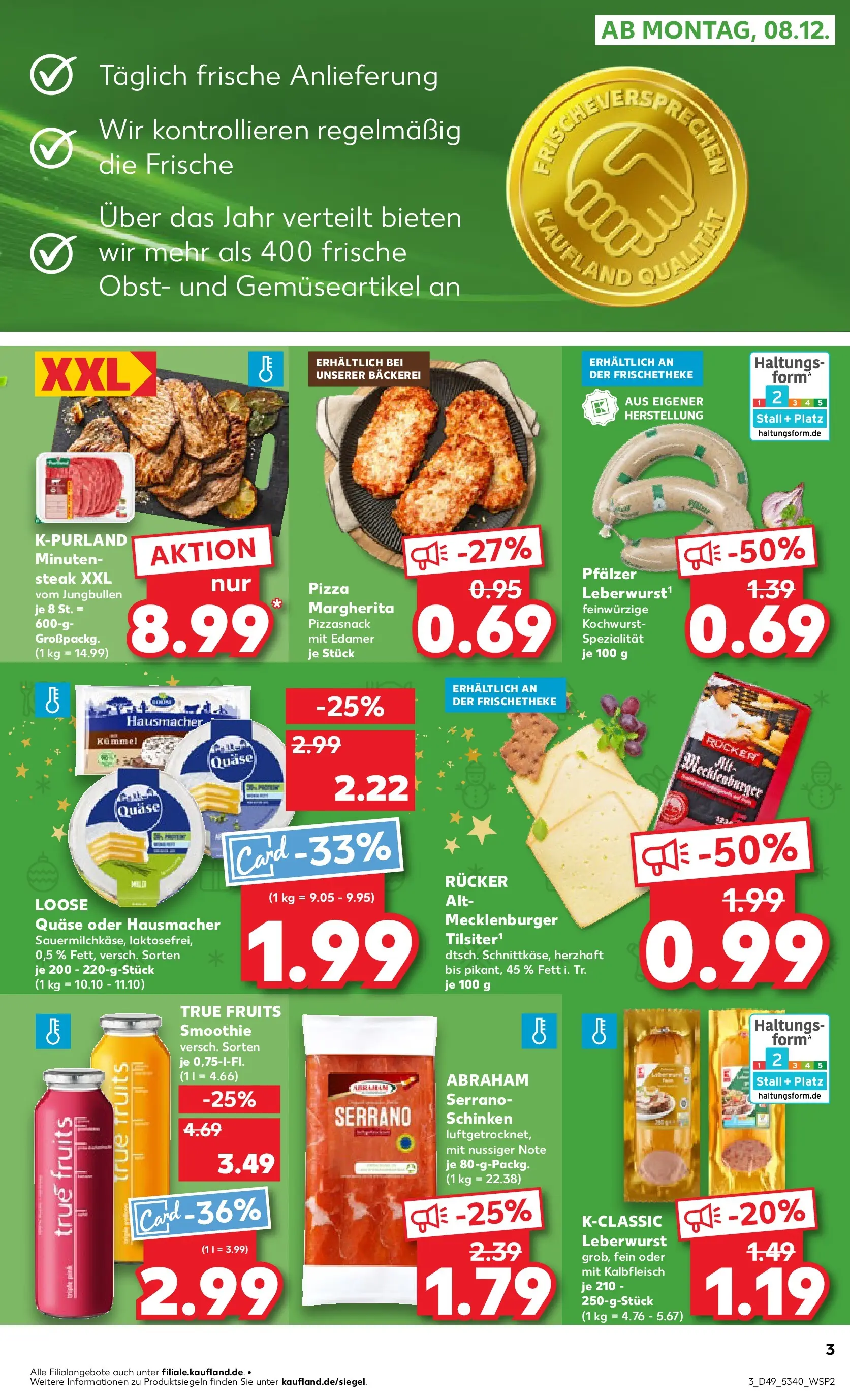 Prospekt Kaufland ab 07.12.2025 » Angebote Online zum Blättern | Seite: 3 | Produkte: Bäckerei, Edamer, Serrano schinken, Pizza