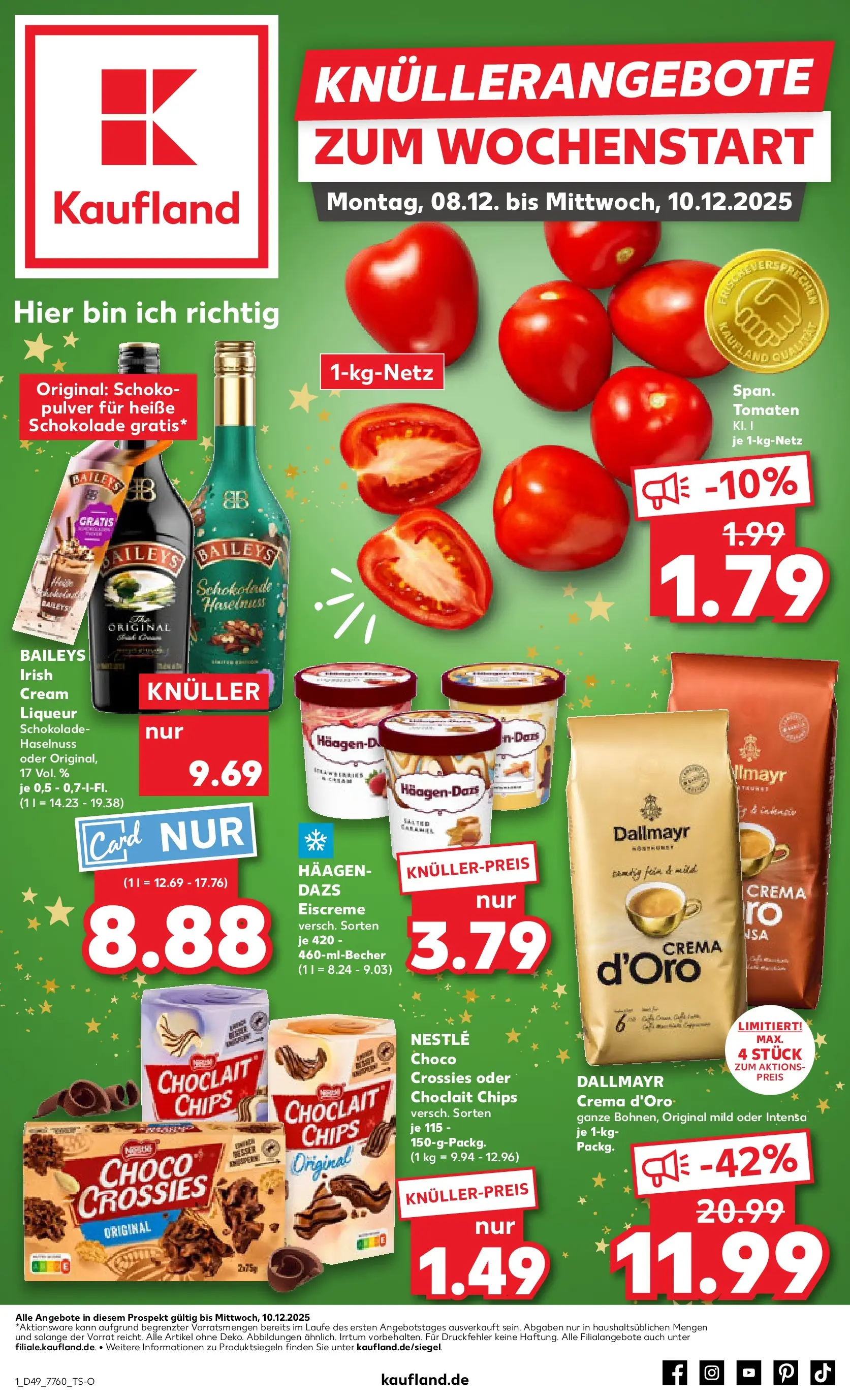 Prospekt Kaufland ab 08.12.2025 » Angebote Online zum Blättern | Seite: 1 | Produkte: Schokolade, Dallmayr, Baileys, Chips