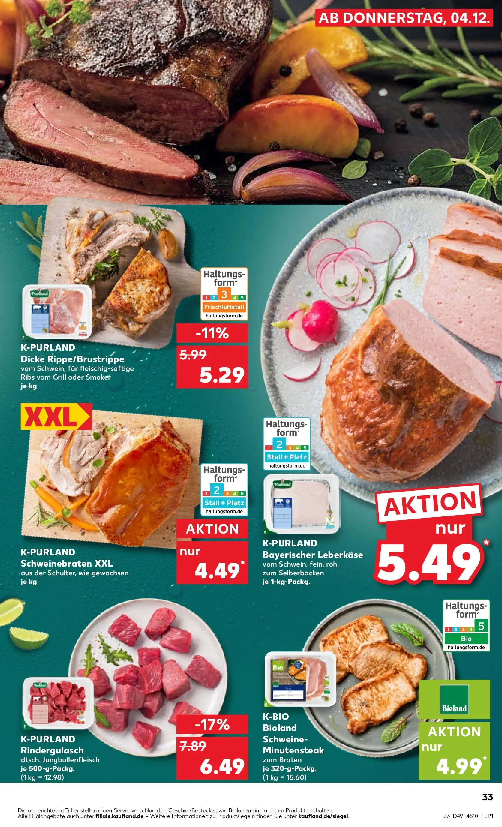 Prospekt Kaufland ab 07.12.2025 » Angebote Online zum Blättern | Seite: 33 | Produkte: Grill, Rindergulasch, Leberkase