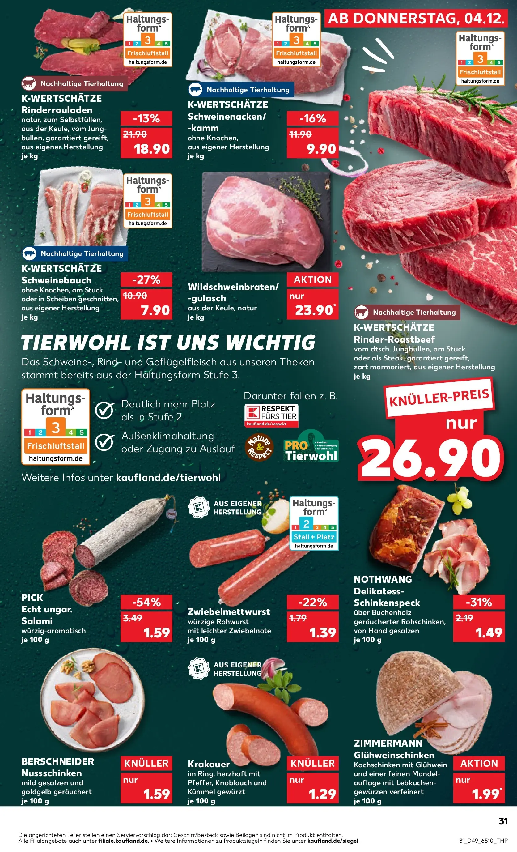 Prospekt Kaufland ab 08.12.2025 » Angebote Online zum Blättern | Seite: 31 | Produkte: Schweinebauch, Gulasch, Knoblauch, Salami