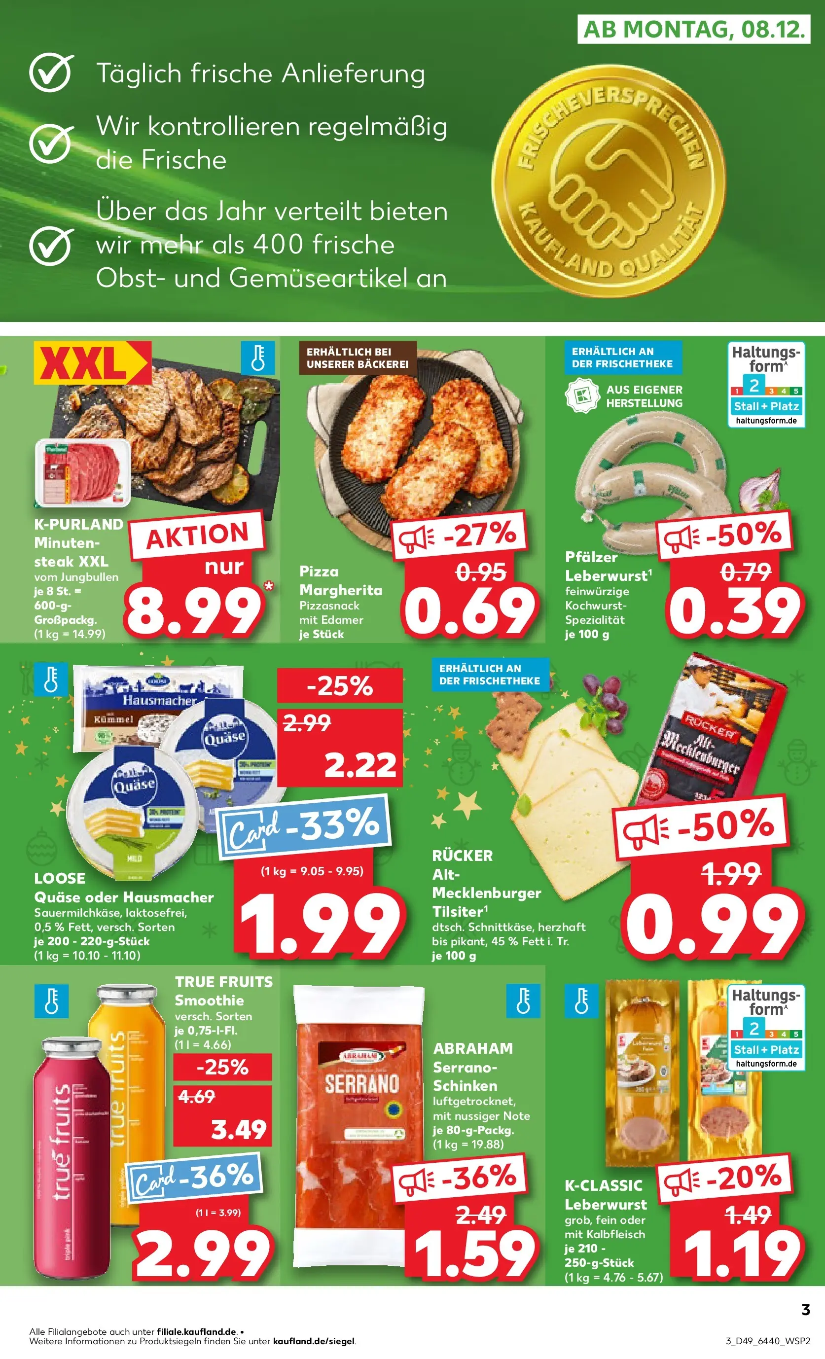 Prospekt Kaufland ab 07.12.2025 » Angebote Online zum Blättern | Seite: 3 | Produkte: Bäckerei, Schinken, Pizza, Steak