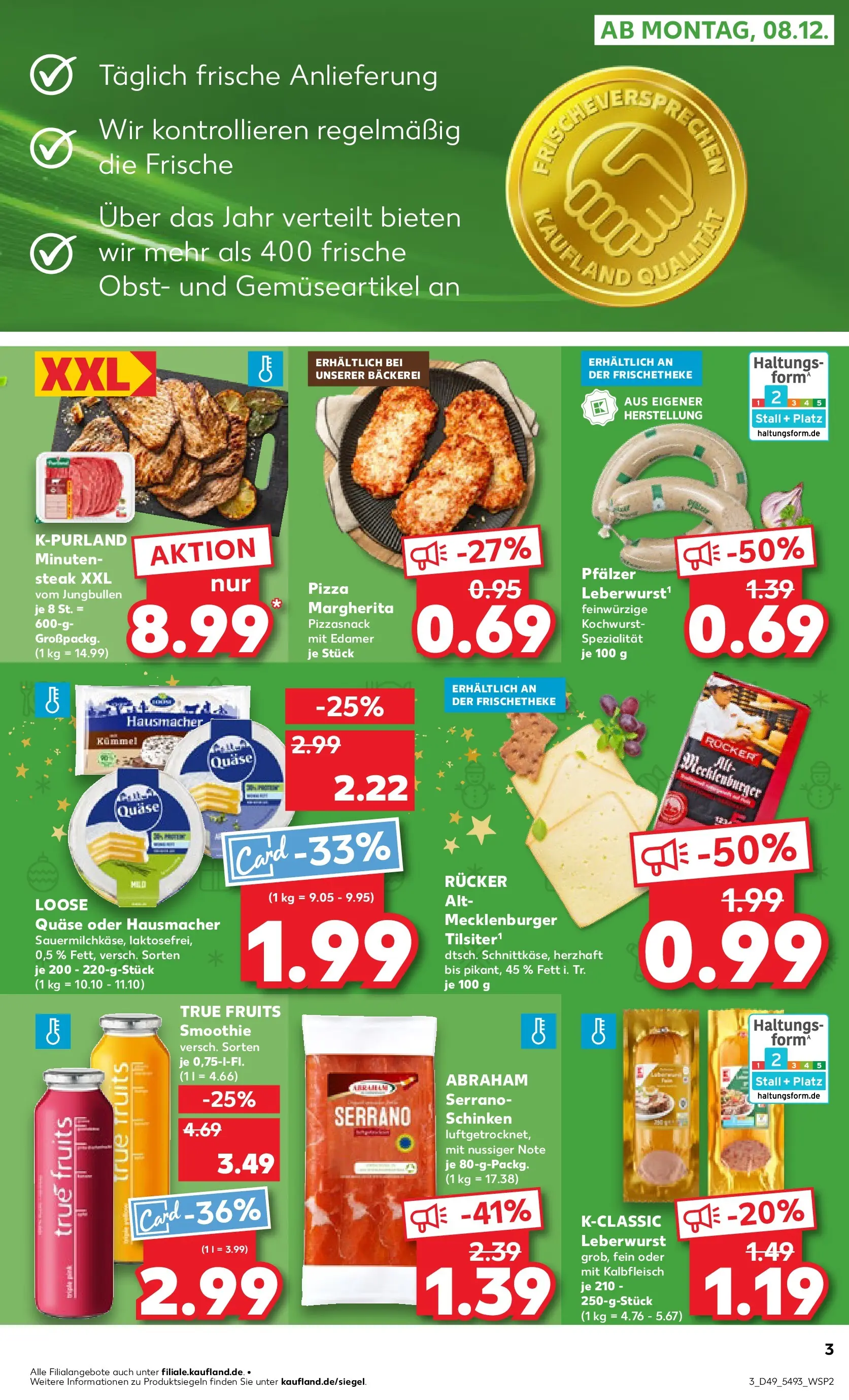 Prospekt Kaufland ab 08.12.2025 » Angebote Online zum Blättern | Seite: 3 | Produkte: Bäckerei, Edamer, Obst, Serrano schinken