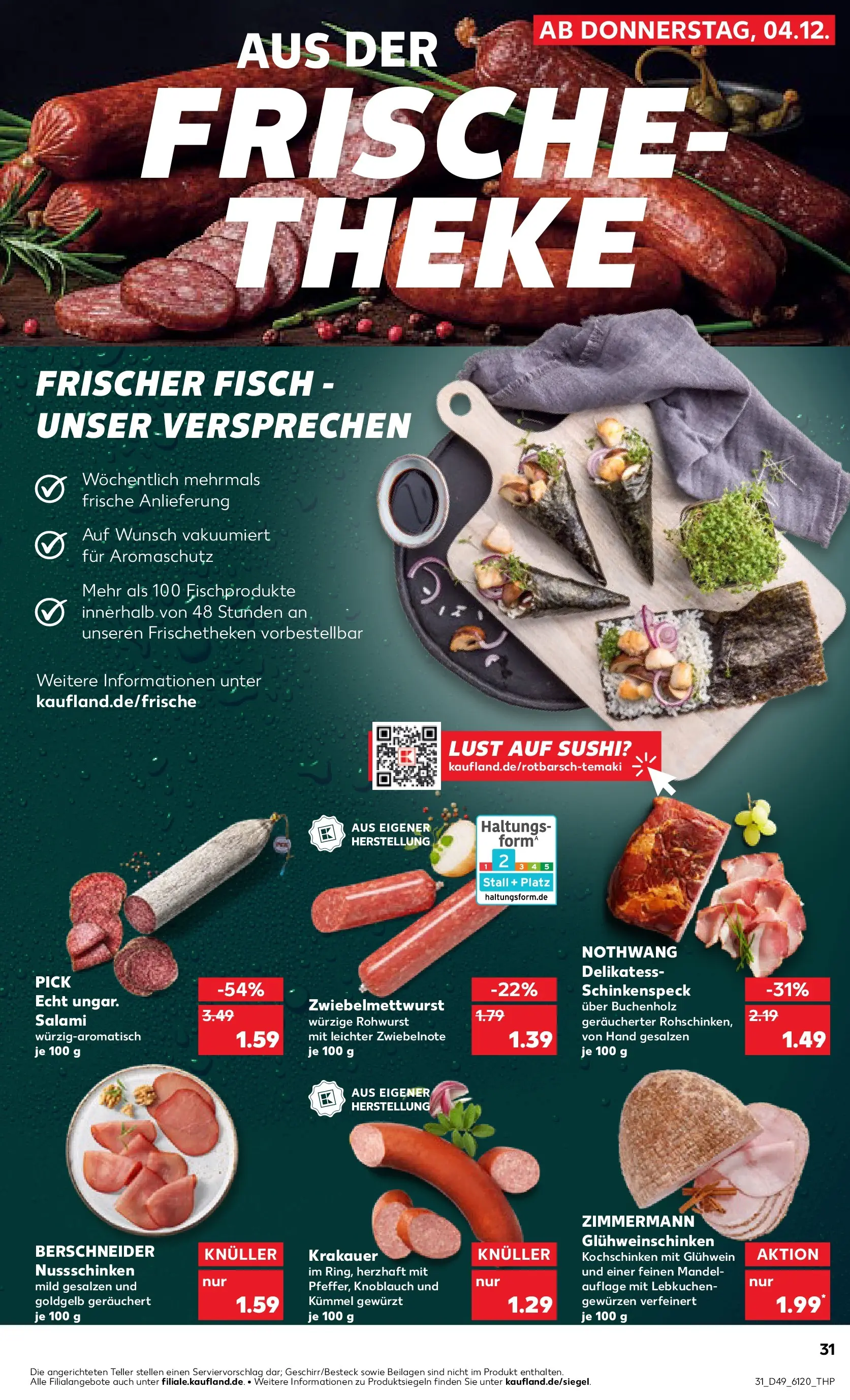 Prospekt Kaufland ab 07.12.2025 » Angebote Online zum Blättern | Seite: 31 | Produkte: Theke, Fisch, Knoblauch, Salami