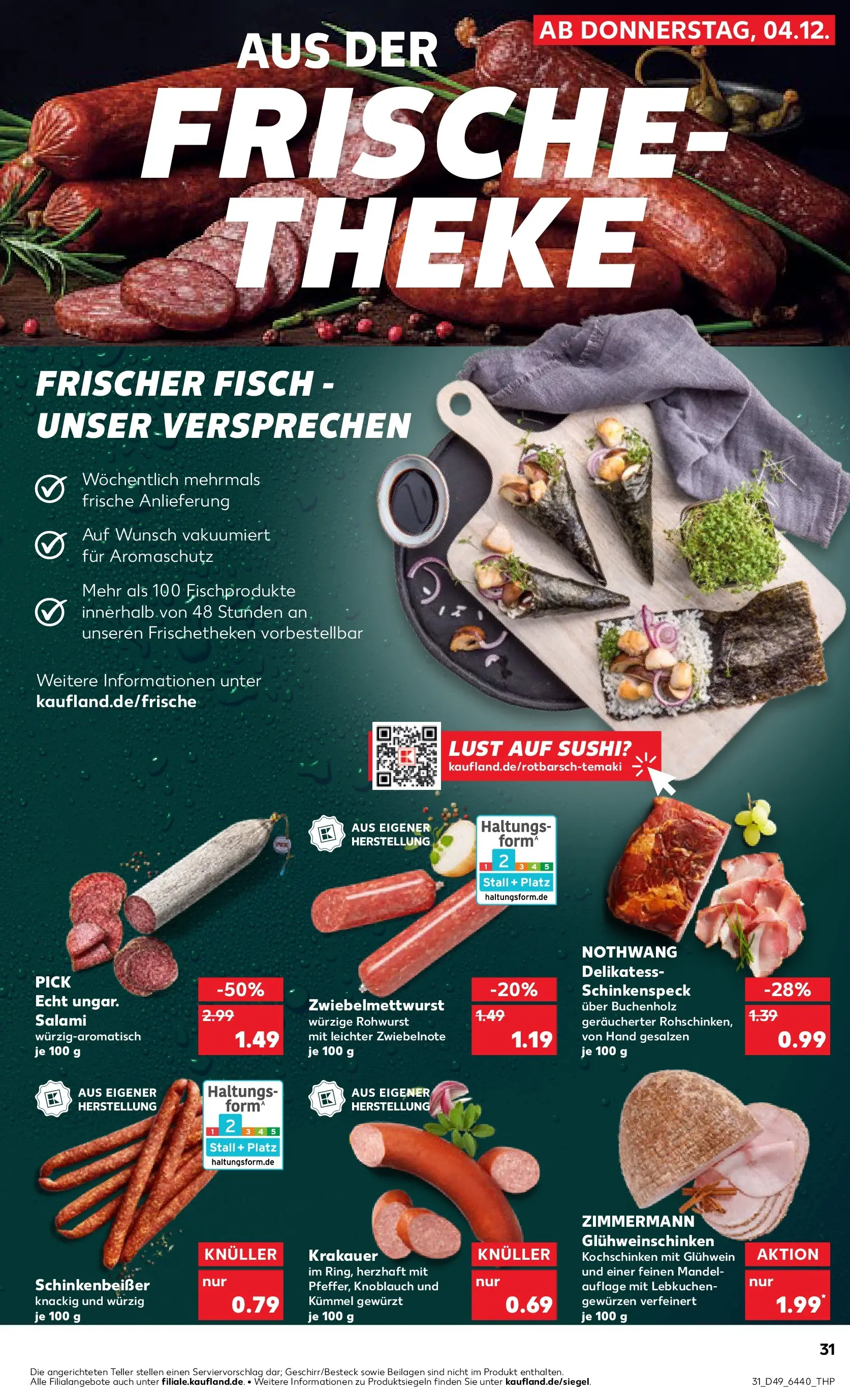Prospekt Kaufland ab 07.12.2025 » Angebote Online zum Blättern | Seite: 31 | Produkte: Theke, Fisch, Knoblauch, Salami