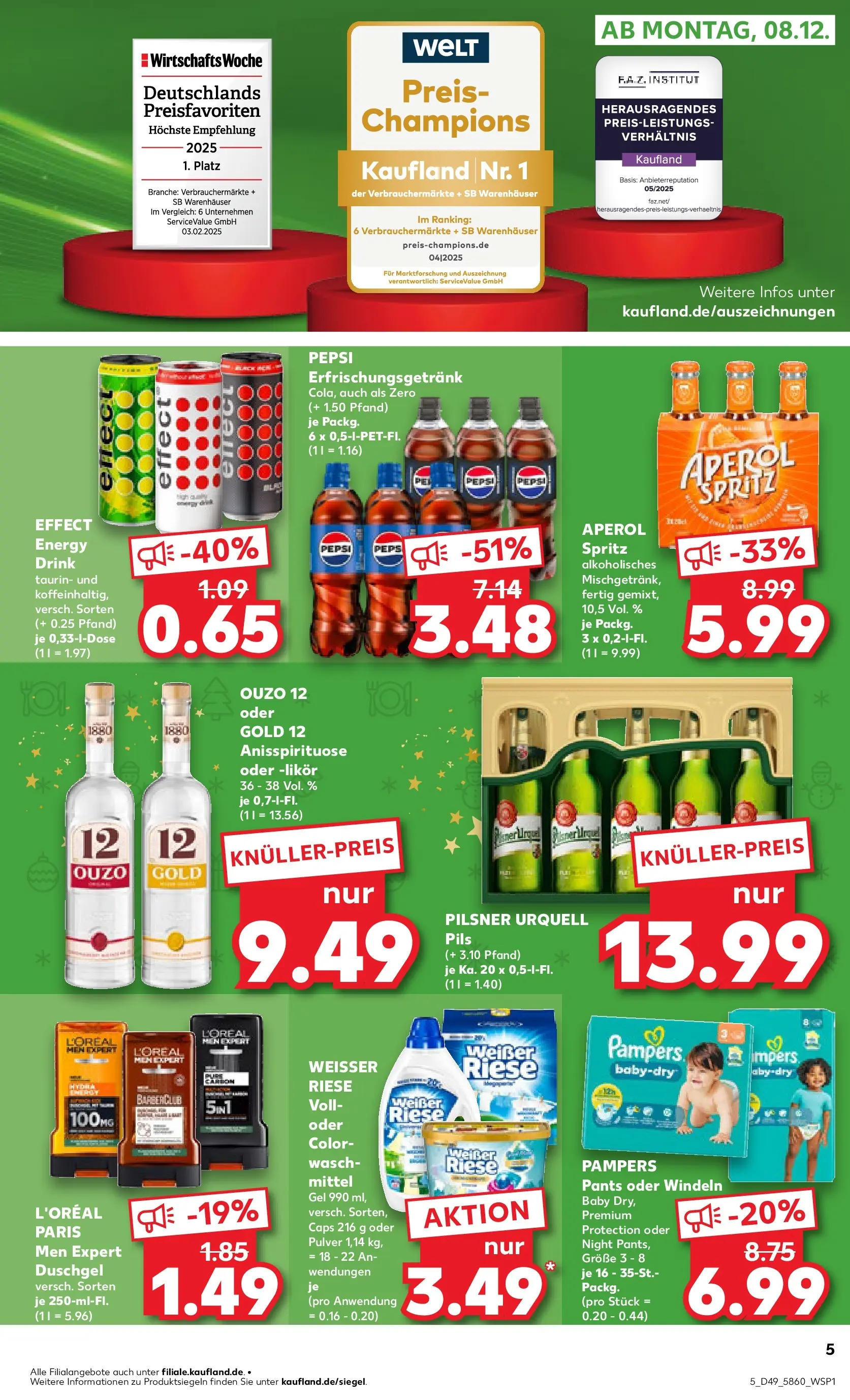 Prospekt Kaufland ab 08.12.2025 » Angebote Online zum Blättern | Seite: 5 | Produkte: Ouzo 12, Ouzo, Energy, Pils