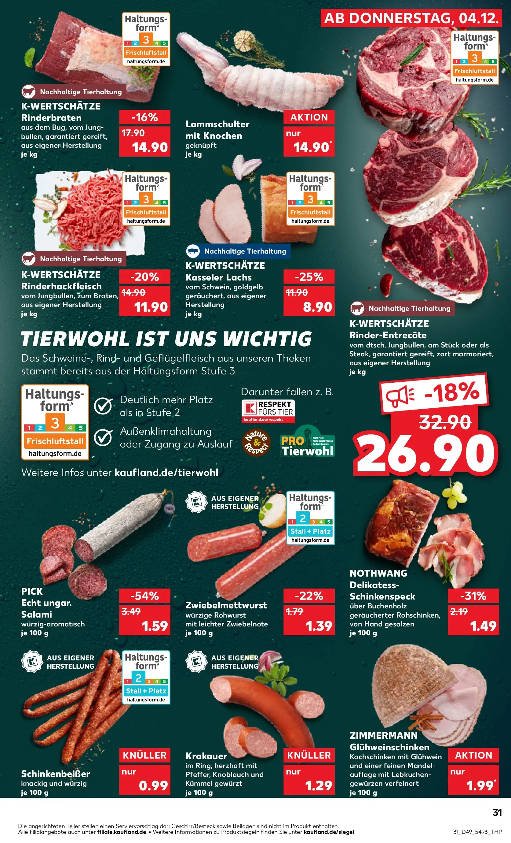 Prospekt Kaufland ab 08.12.2025 » Angebote Online zum Blättern | Seite: 31 | Produkte: Rinderbraten, Lachs, Knoblauch, Salami