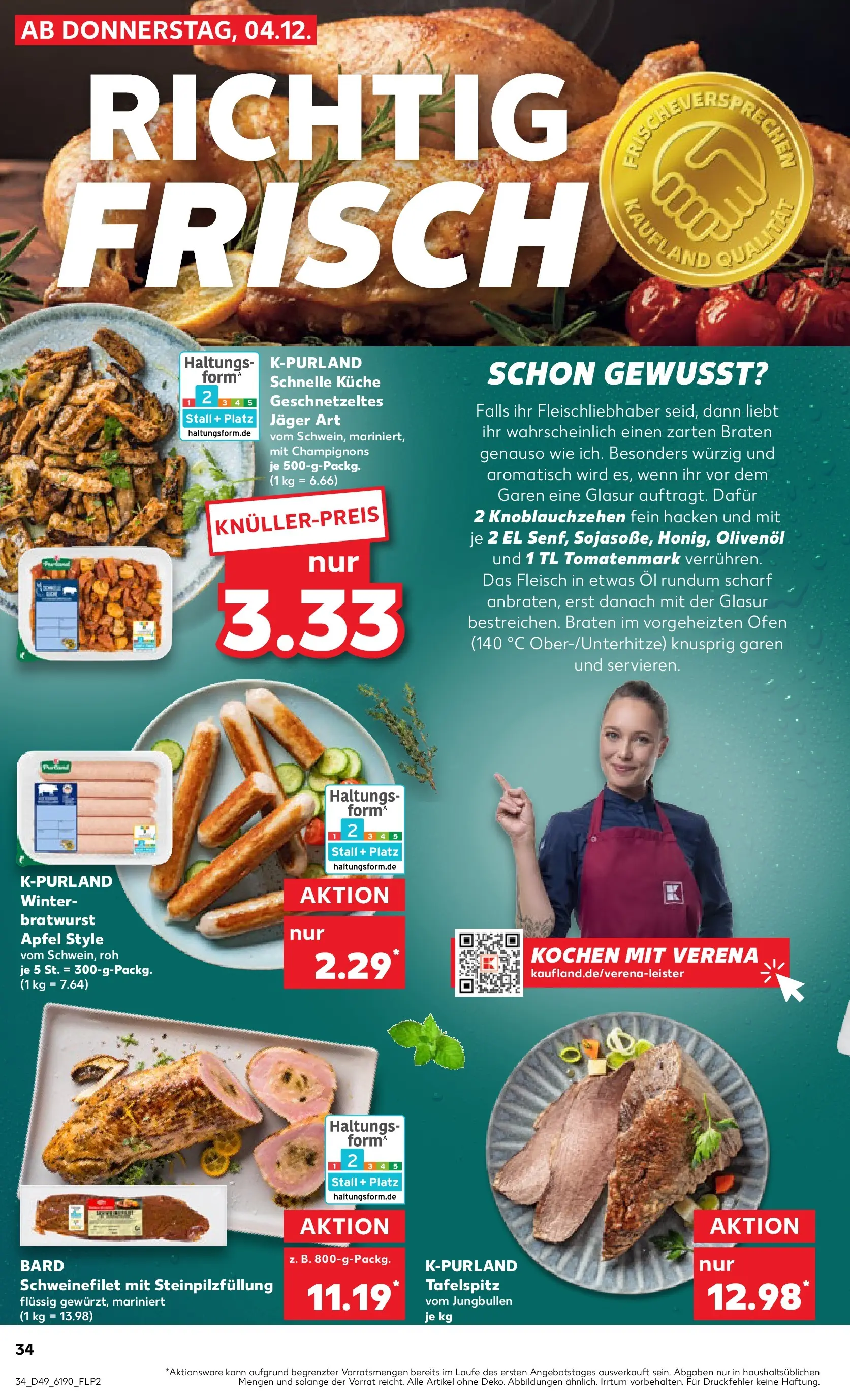 Prospekt Kaufland ab 08.12.2025 » Angebote Online zum Blättern | Seite: 34 | Produkte: Olivenol, Bratwurst, Äpfel, Schweinefilet