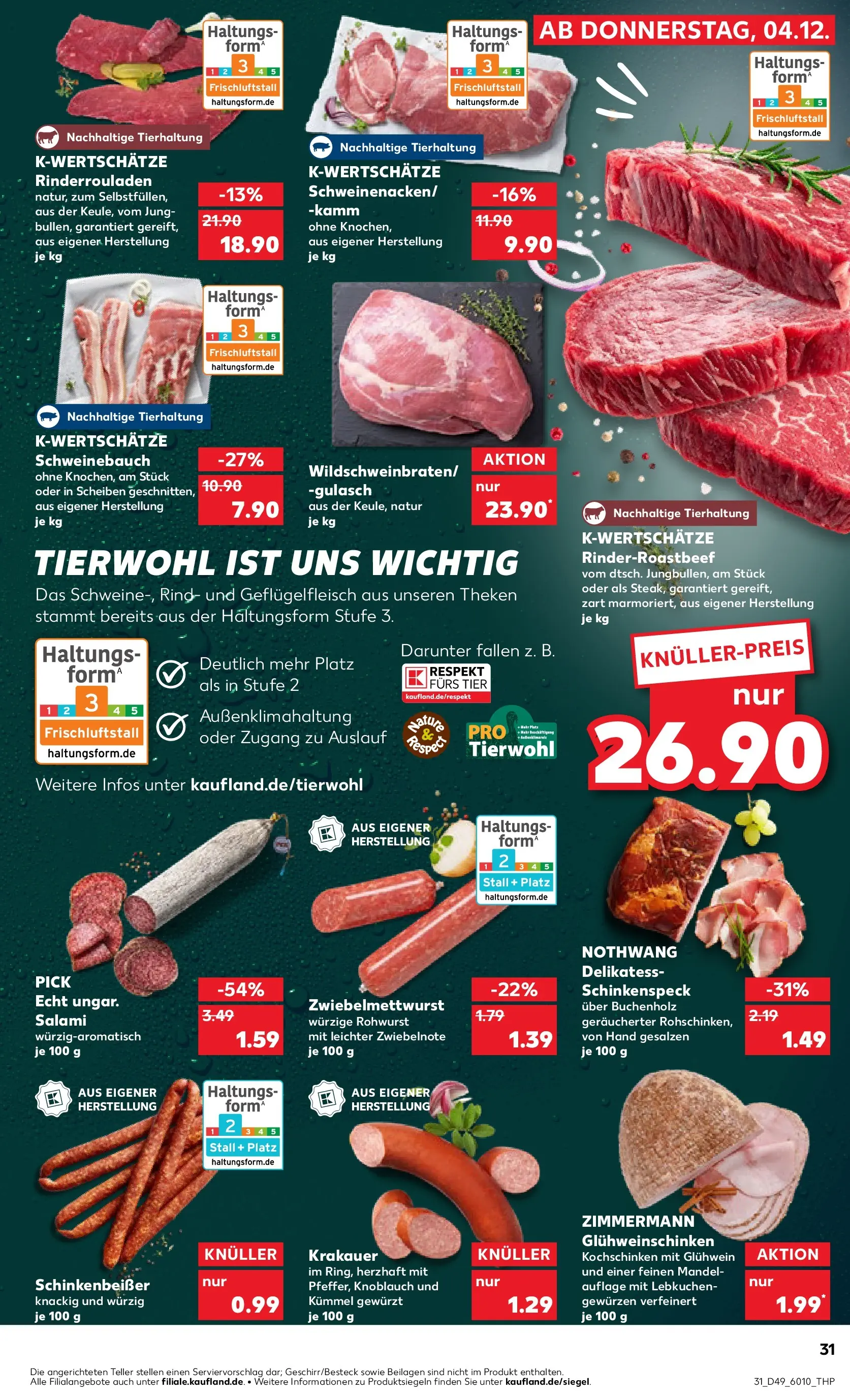 Prospekt Kaufland ab 08.12.2025 » Angebote Online zum Blättern | Seite: 31 | Produkte: Rinderrouladen, Schweinebauch, Gulasch, Knoblauch