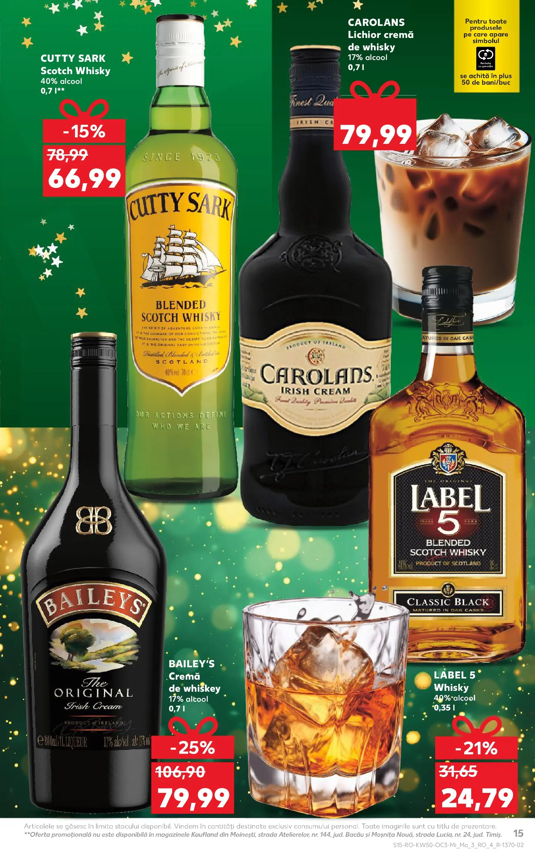 Catalog Kaufland - Comarnic 09.12.2025 - Revista si Oferta | Pagină: 15 | Produse: Lichior, Cremă, Whiskey