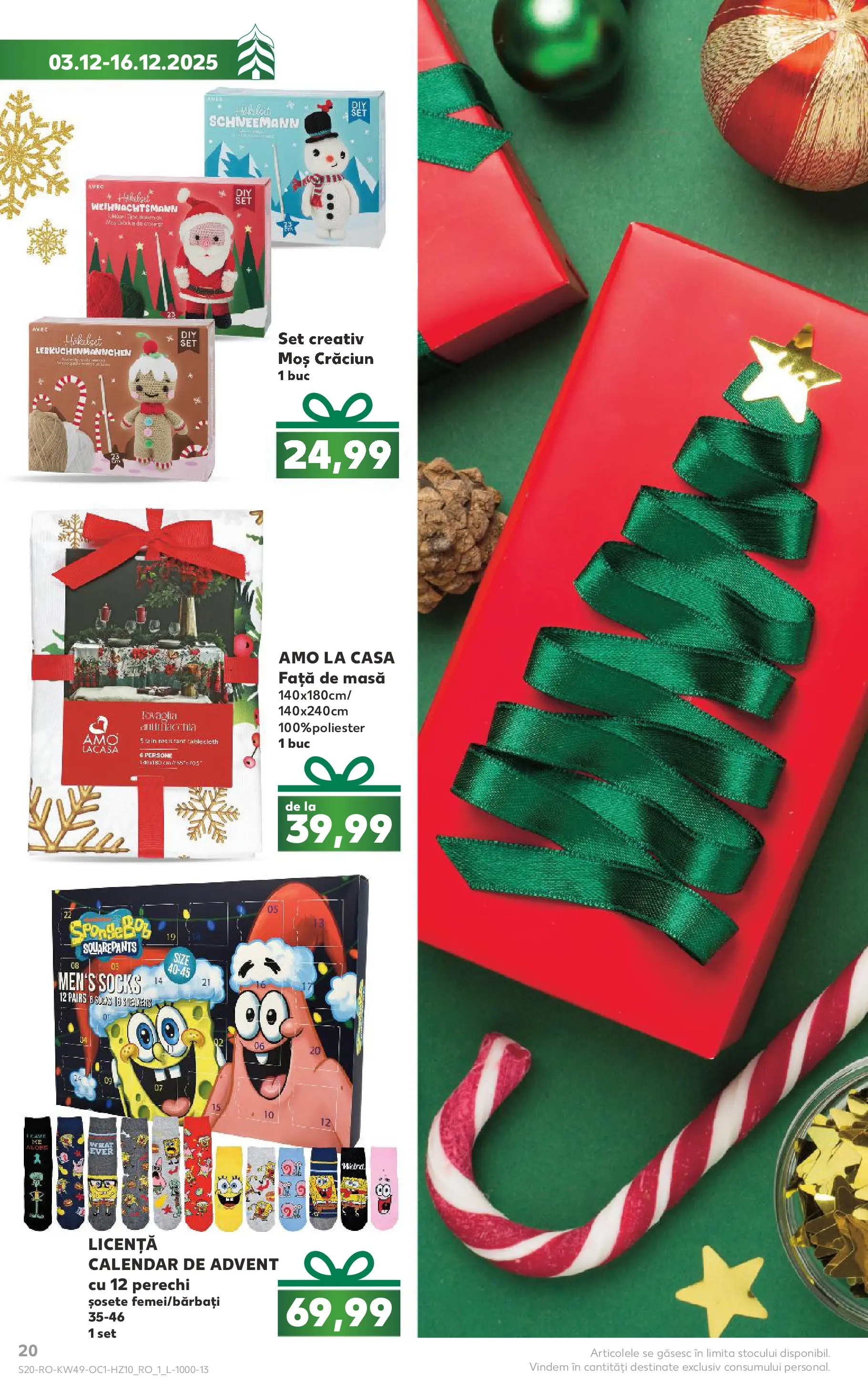 Catalog Kaufland - Crăciun 03.12.2025 - Revista si Oferta | Pagină: 20 | Produse: Față de masă, Masă, Șosete