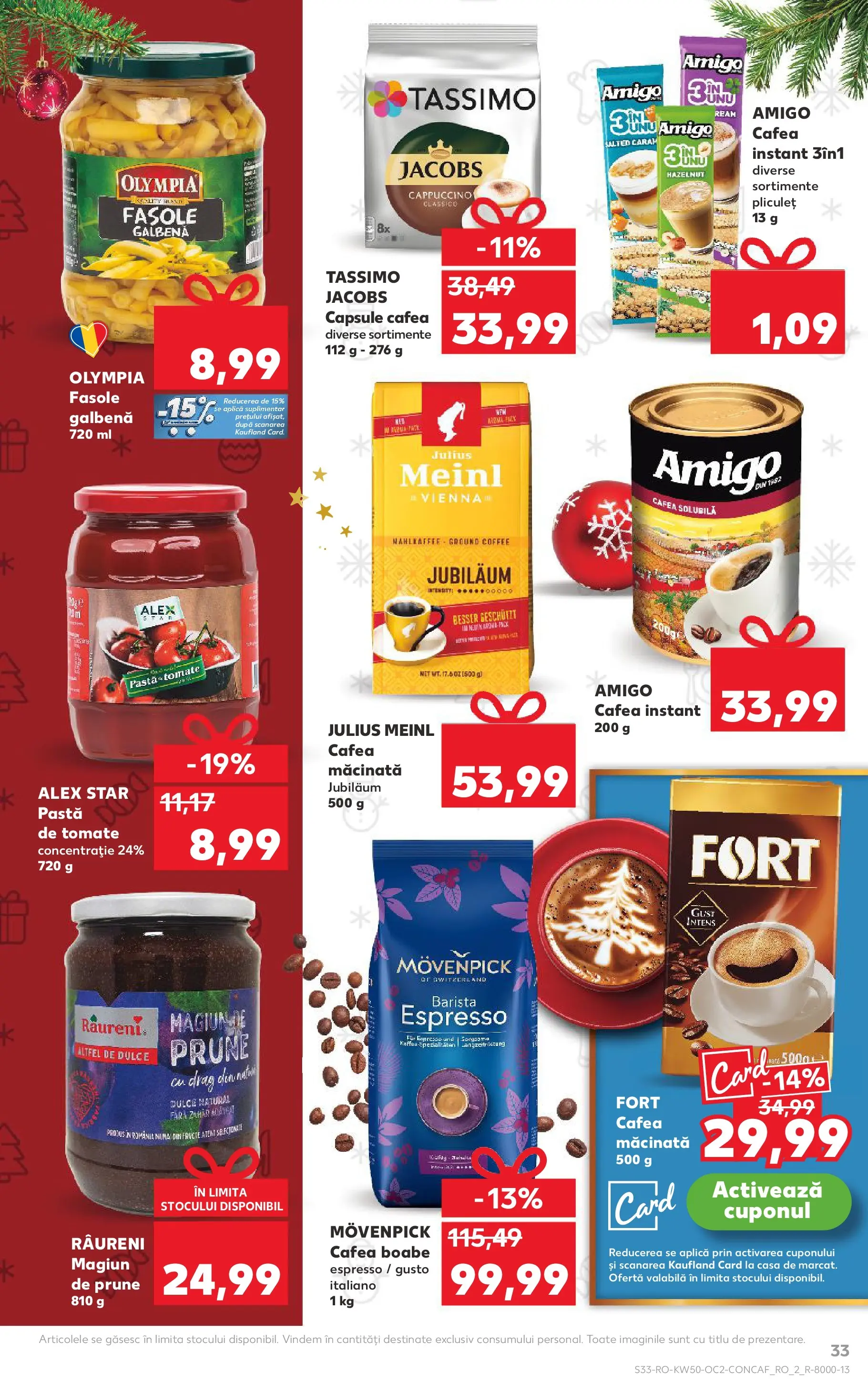Catalog Kaufland - Fălticeni 10.12.2025 - Revista si Oferta | Pagină: 33 | Produse: Cafea, Pastă de tomate, Prune, Paste