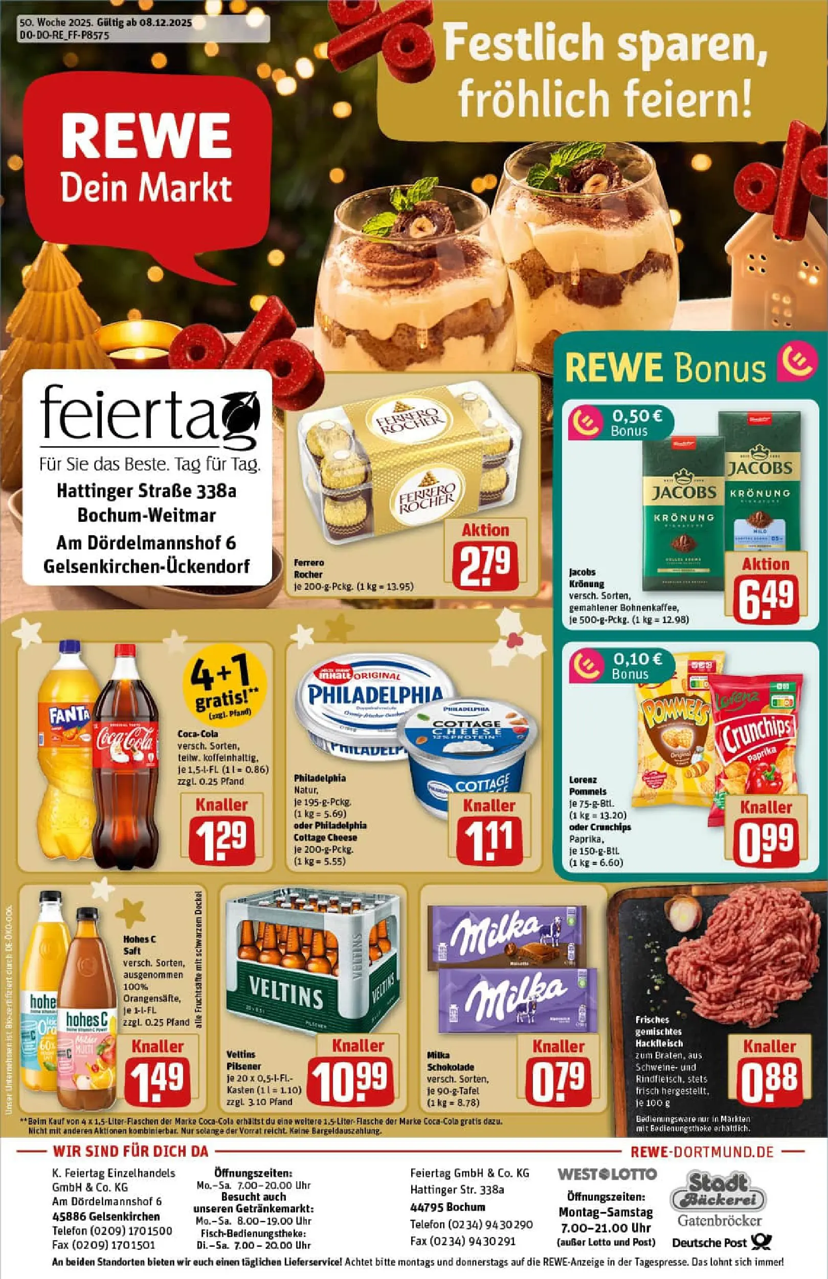 REWE Prospekt ab 07.12.2025 zum Blättern » Angebote | Seite: 1 | Produkte: Cola, Hohes c, Telefon, Uhr