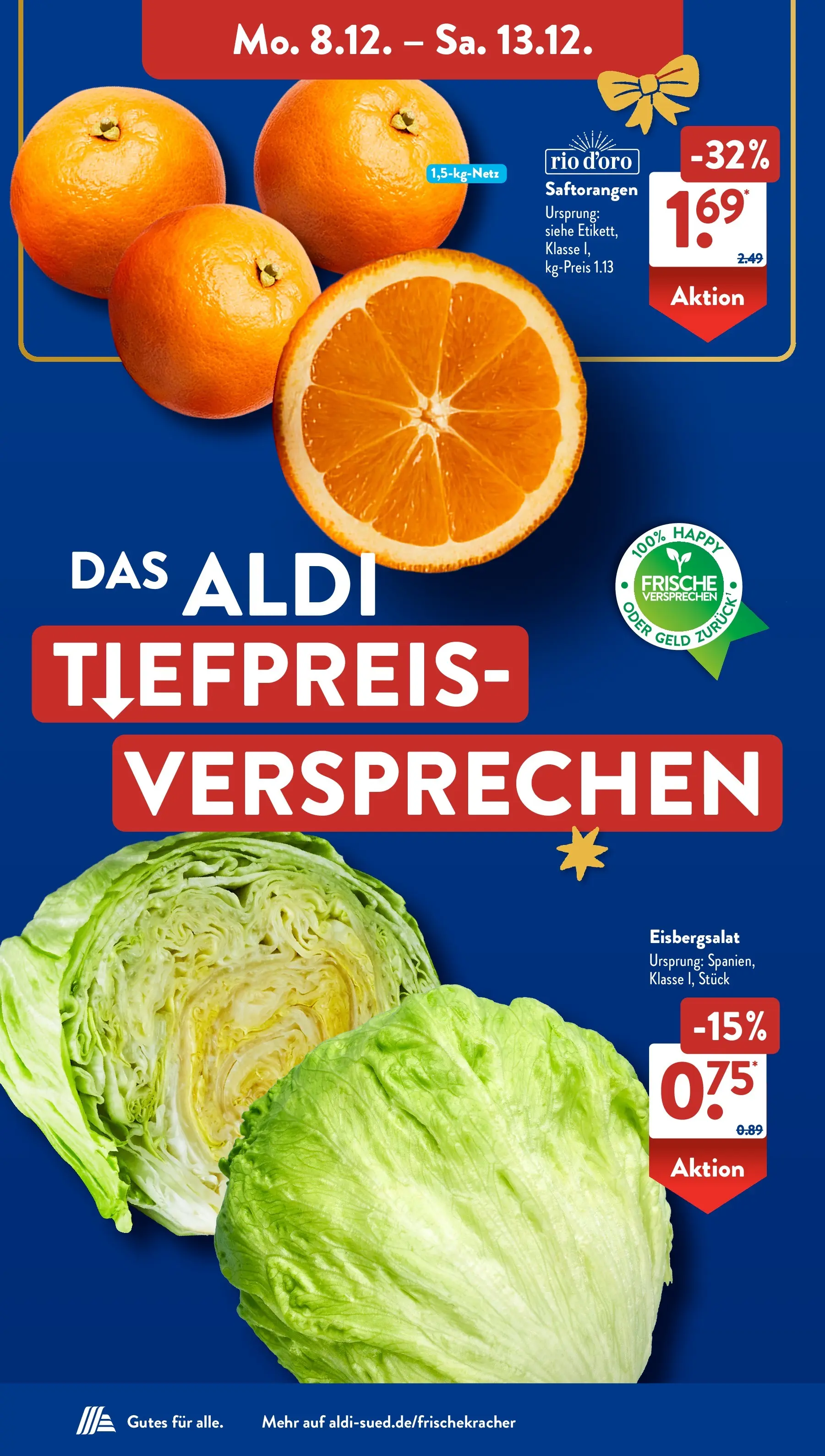 Aldi Süd - Aldi Süd: Wochenangebote (ab 08.12.2025) zum Blättern | Seite: 4 | Produkte: Eisbergsalat