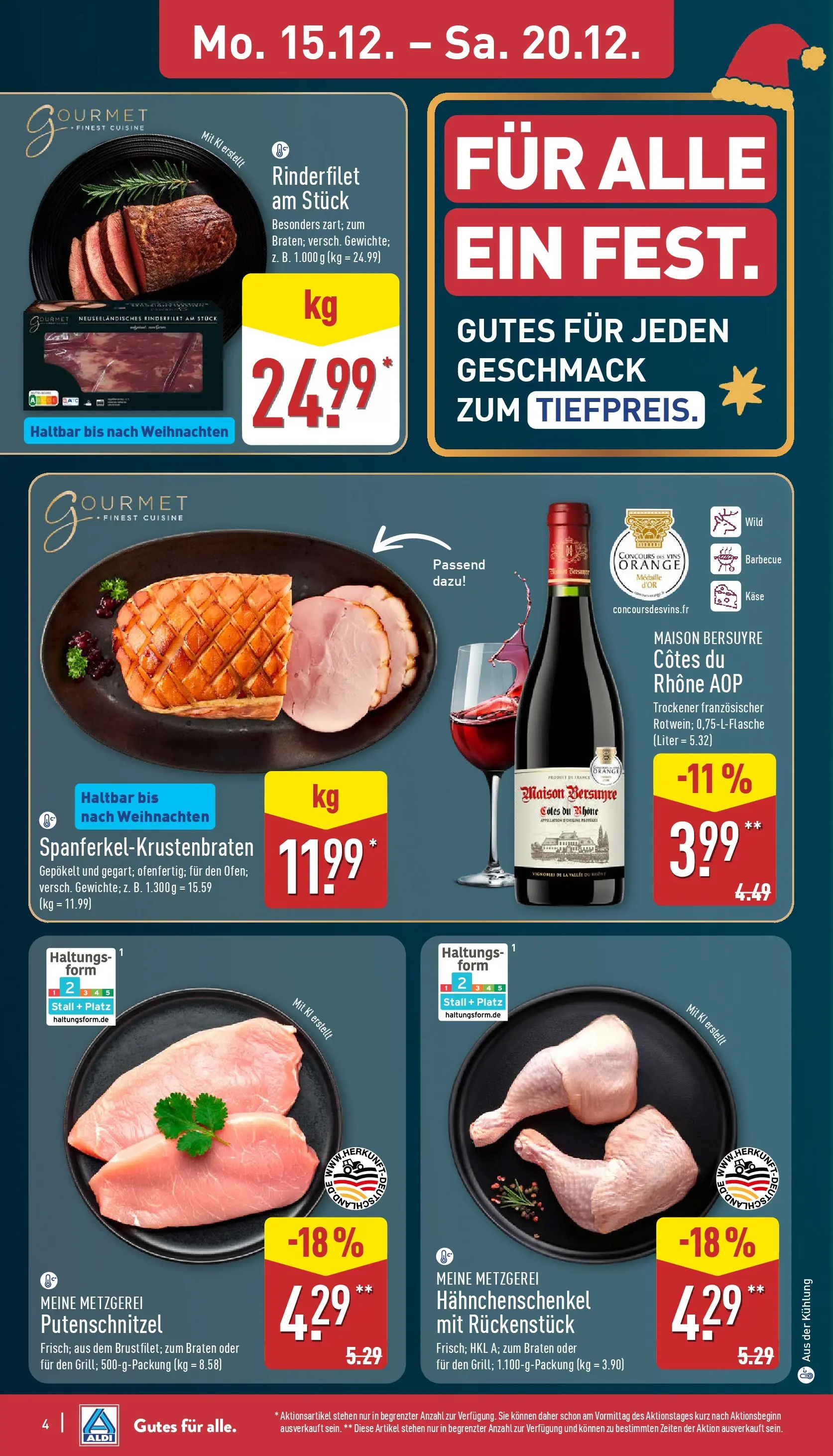 Aldi - ALDI Nord: Wochenangebote (ab 14.12.2025) » Angebote Online | Seite: 7 | Produkte: Hahnchenschenkel, Käse, Rinderfilet, Putenschnitzel