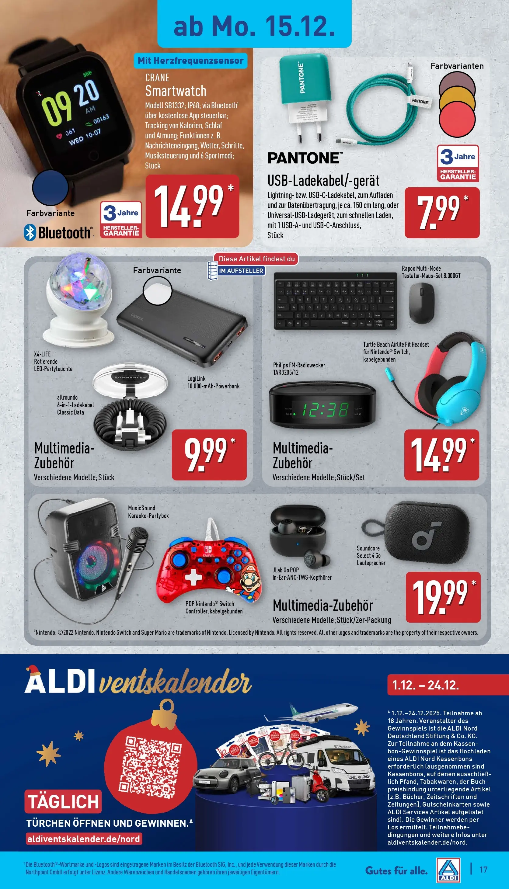Aldi - ALDI Nord: Wochenangebote (ab 14.12.2025) » Angebote Online | Seite: 20 | Produkte: Philips, Lautsprecher, Smartwatch, Headset