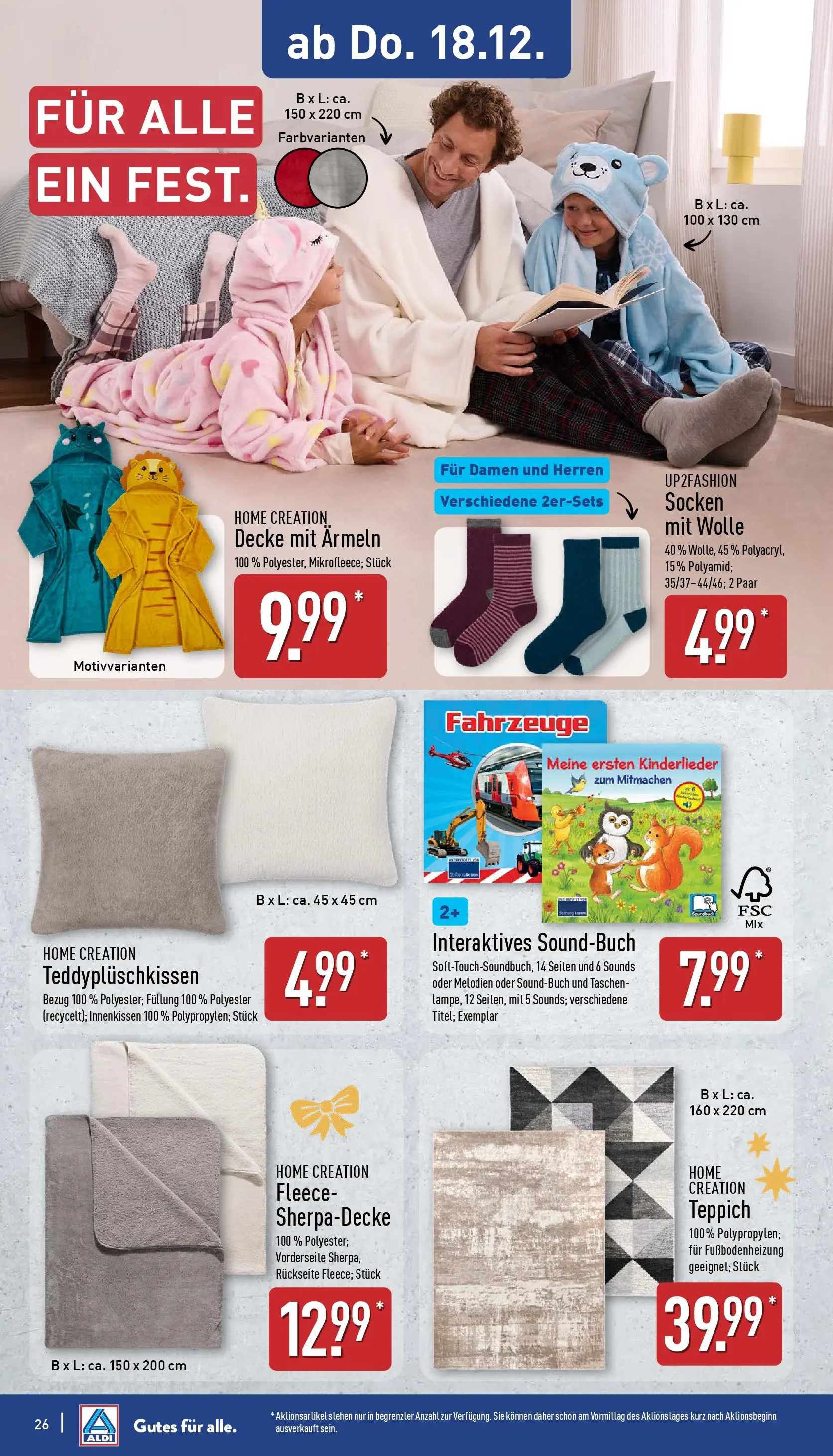 Aldi - ALDI Nord: Wochenangebote (ab 14.12.2025) » Angebote Online | Seite: 29 | Produkte: Up2fashion, Decke, Teppich, Home creation