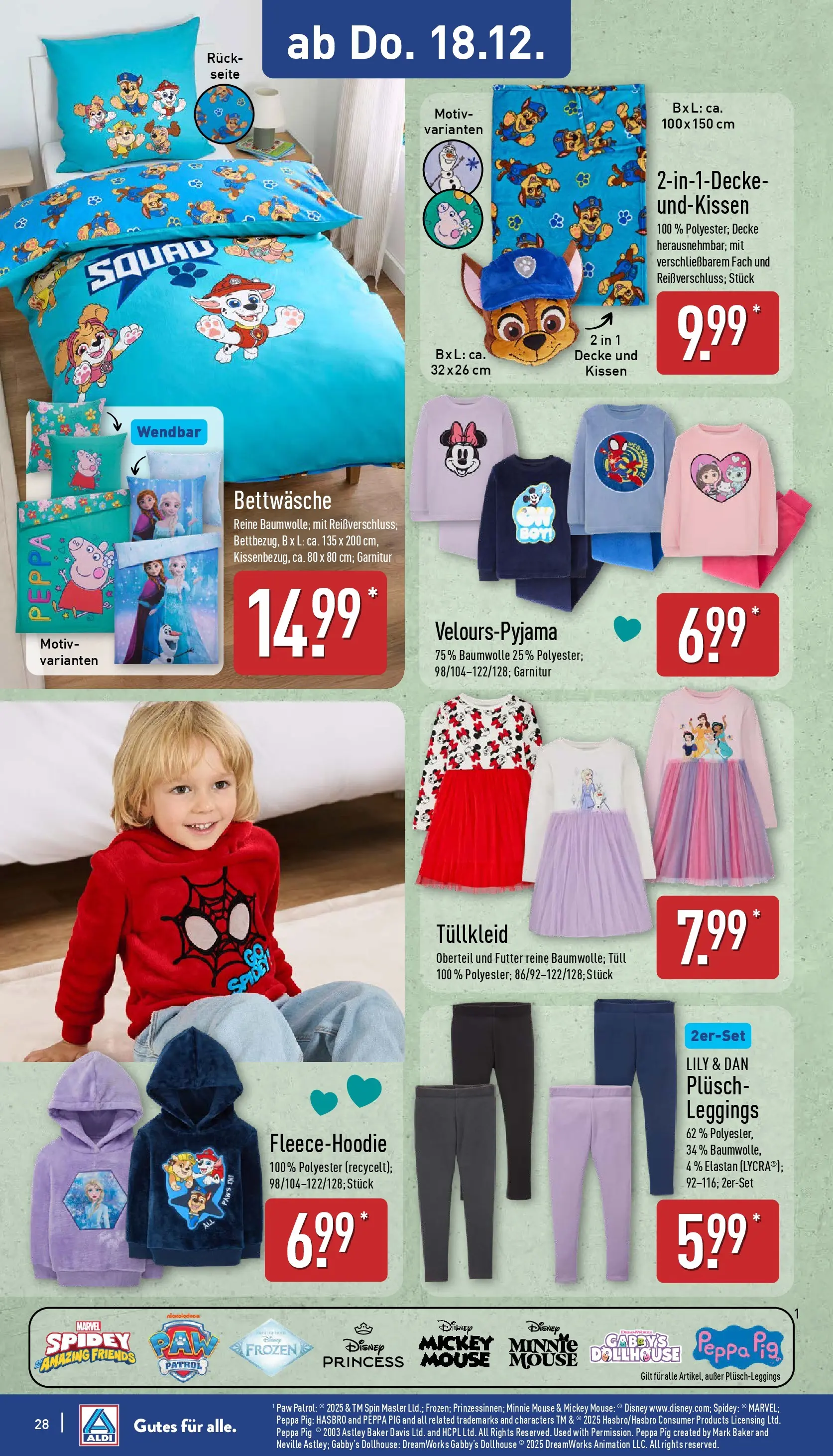 Aldi - ALDI Nord: Wochenangebote (ab 14.12.2025) » Angebote Online | Seite: 31 | Produkte: Kissen, Decke, Bettwäsche, Leggings