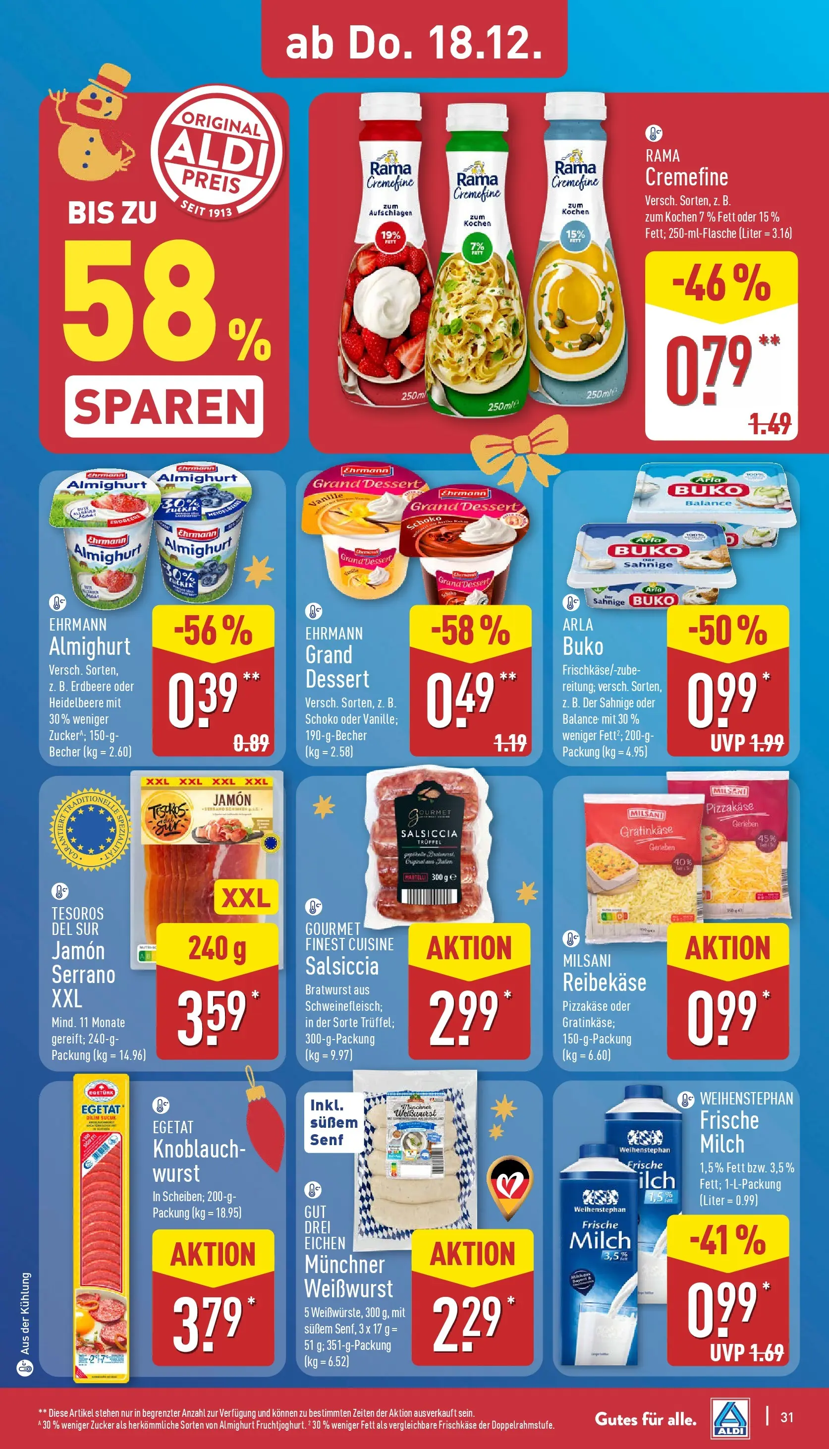 Aldi - ALDI Nord: Wochenangebote (ab 14.12.2025) » Angebote Online | Seite: 34 | Produkte: Rama, Milch, Wurst, Frischkase