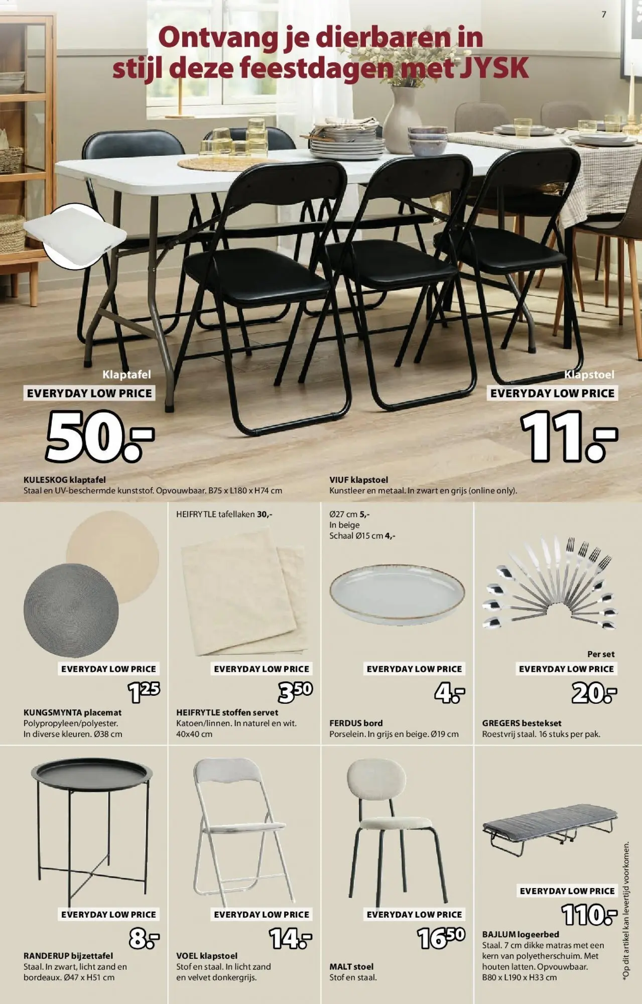 JYSK - JYSK folder  vanaf 07/12/2025 | Pagina: 7 | Producten: Matras, Stoel, Kan, Bord